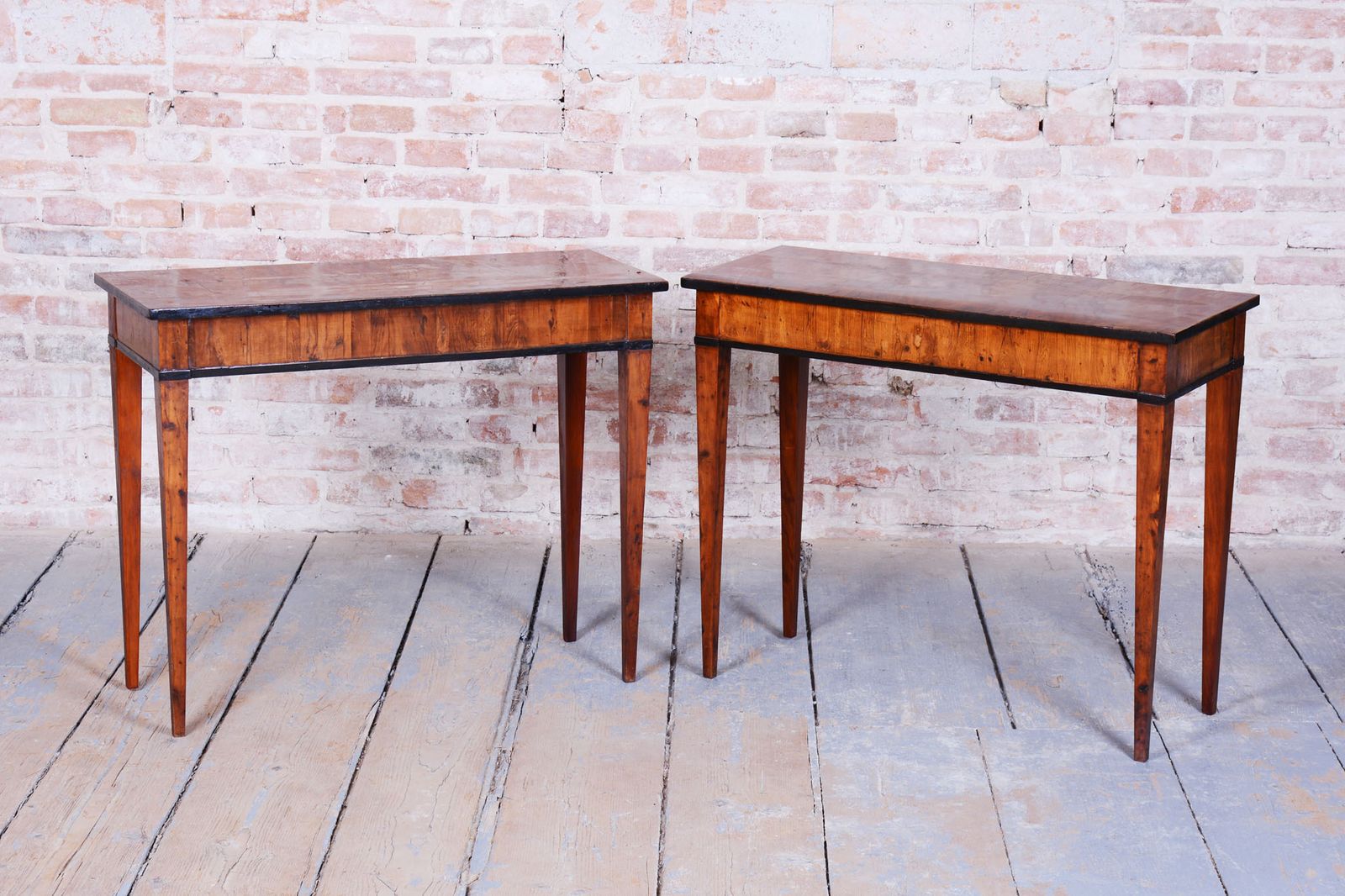Pair Of Restored Empire Side Tables, Yew Tree, Revived Polish, Austria 1820s photo furniture