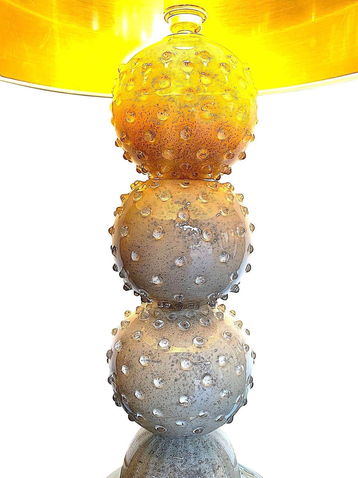 A Large 1980s Avventurina Murano Taupe Coloured Glass Ball Lamp With Brass Fittings photo Lighting