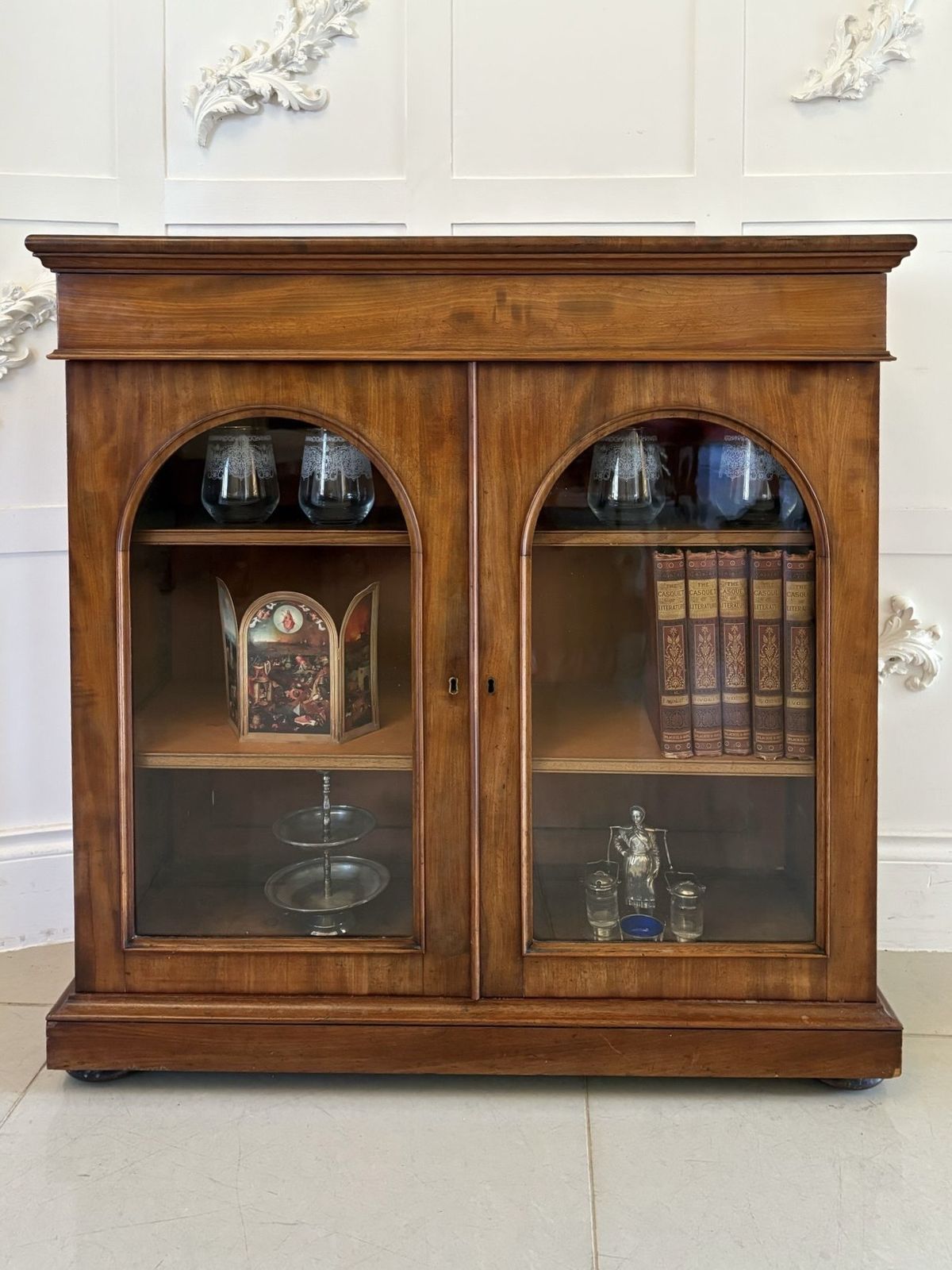 Antique 19th Century Quality Figured Mahogany Glazed Bookcase photo 2185.0