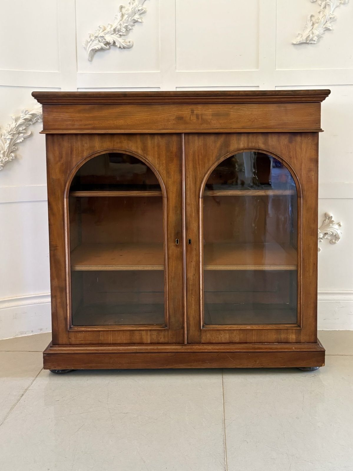 Antique 19th Century Quality Figured Mahogany Glazed Bookcase