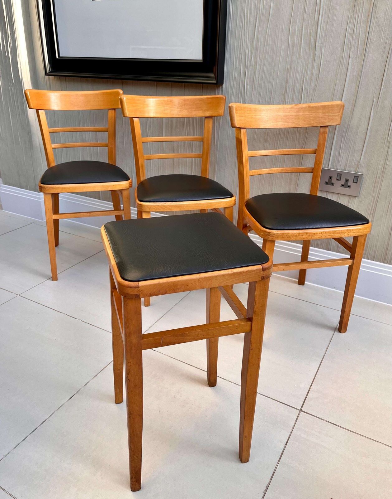3 Quitmann Vintage Mid Century Kitchen Dining Chairs + Matching Stool photo 400.0