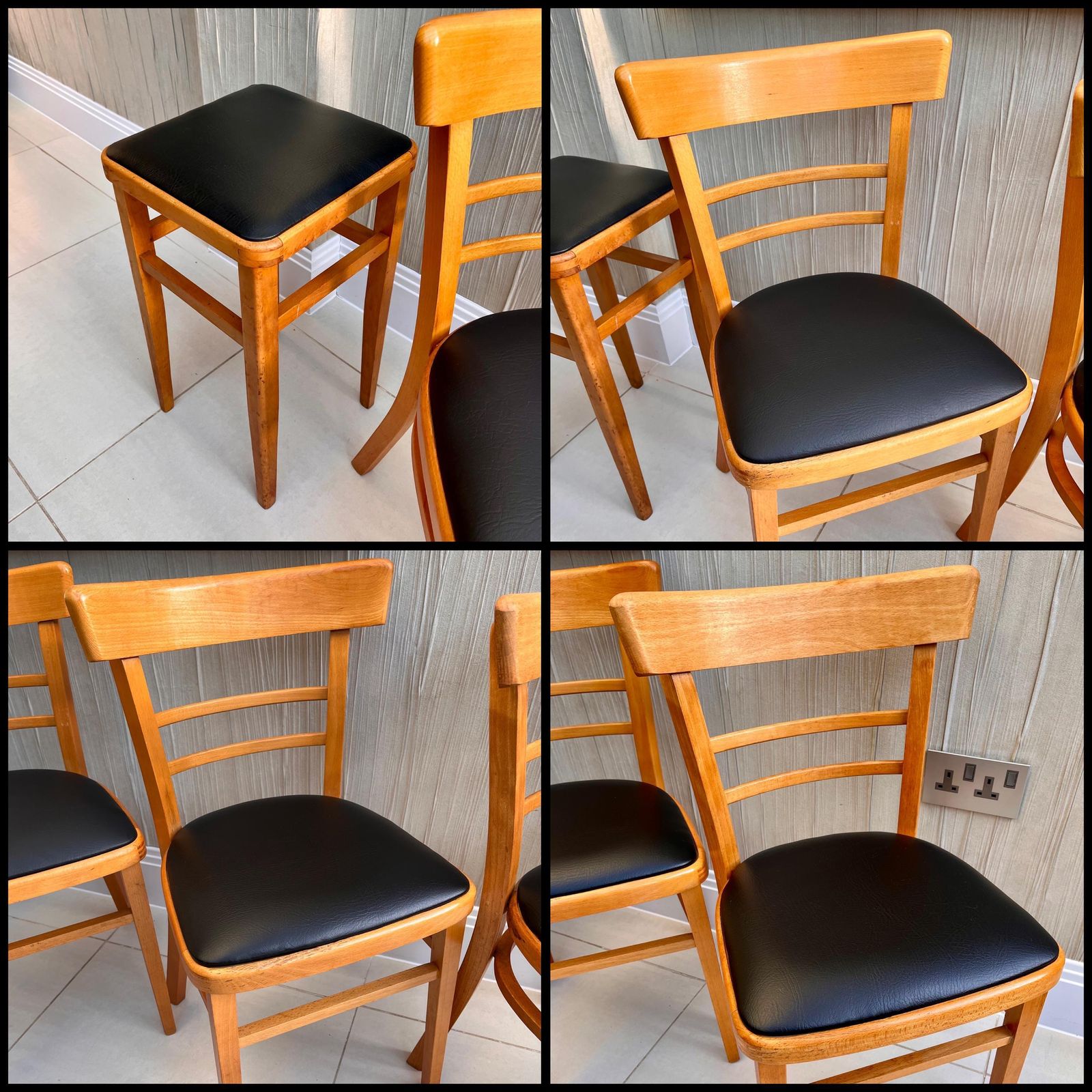 photo for sale 3 Quitmann Vintage Mid Century Kitchen Dining Chairs + Matching Stool