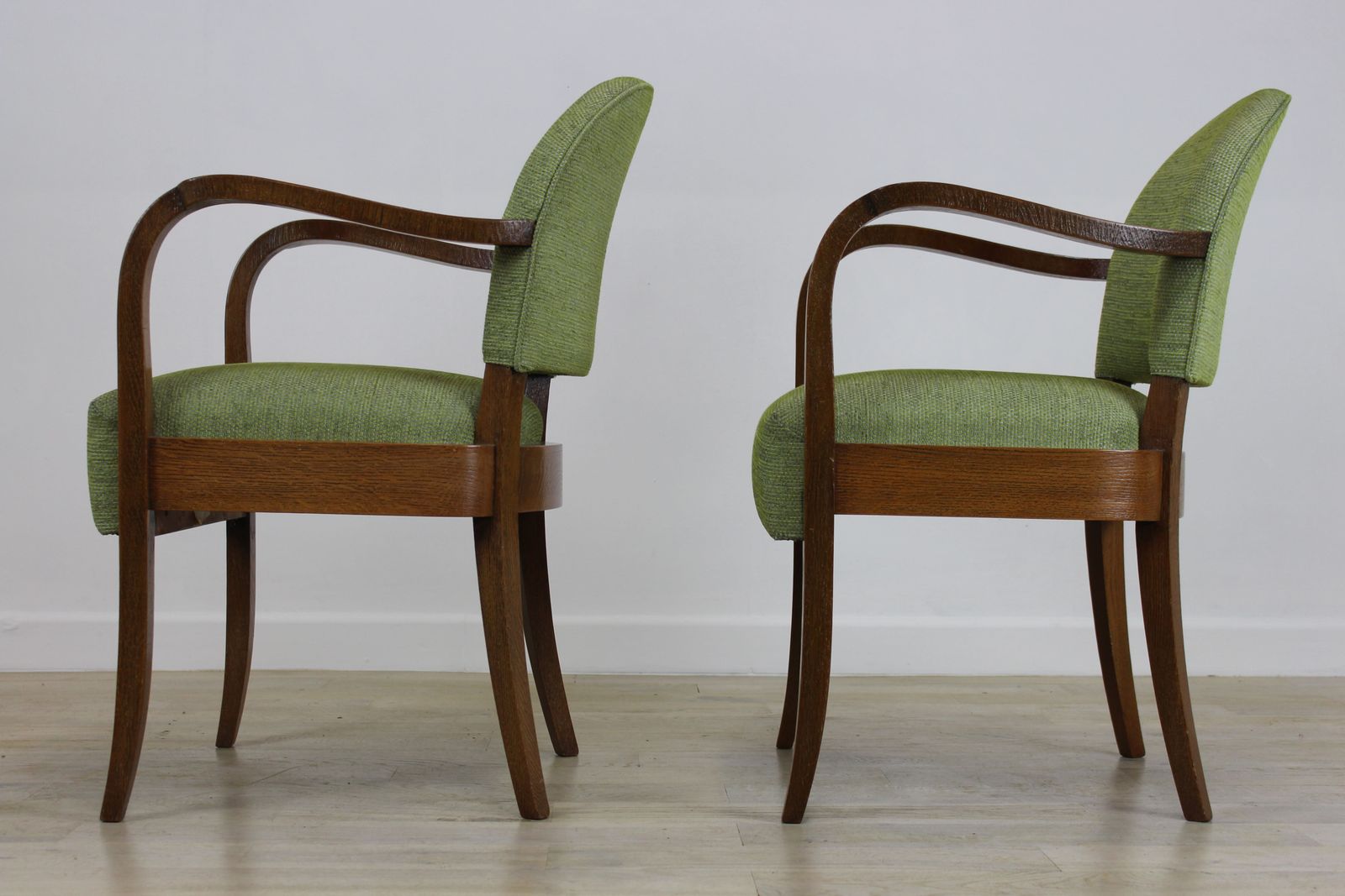 Stylish Pair French Oak Bridge Chairs C 1950 photo for sale