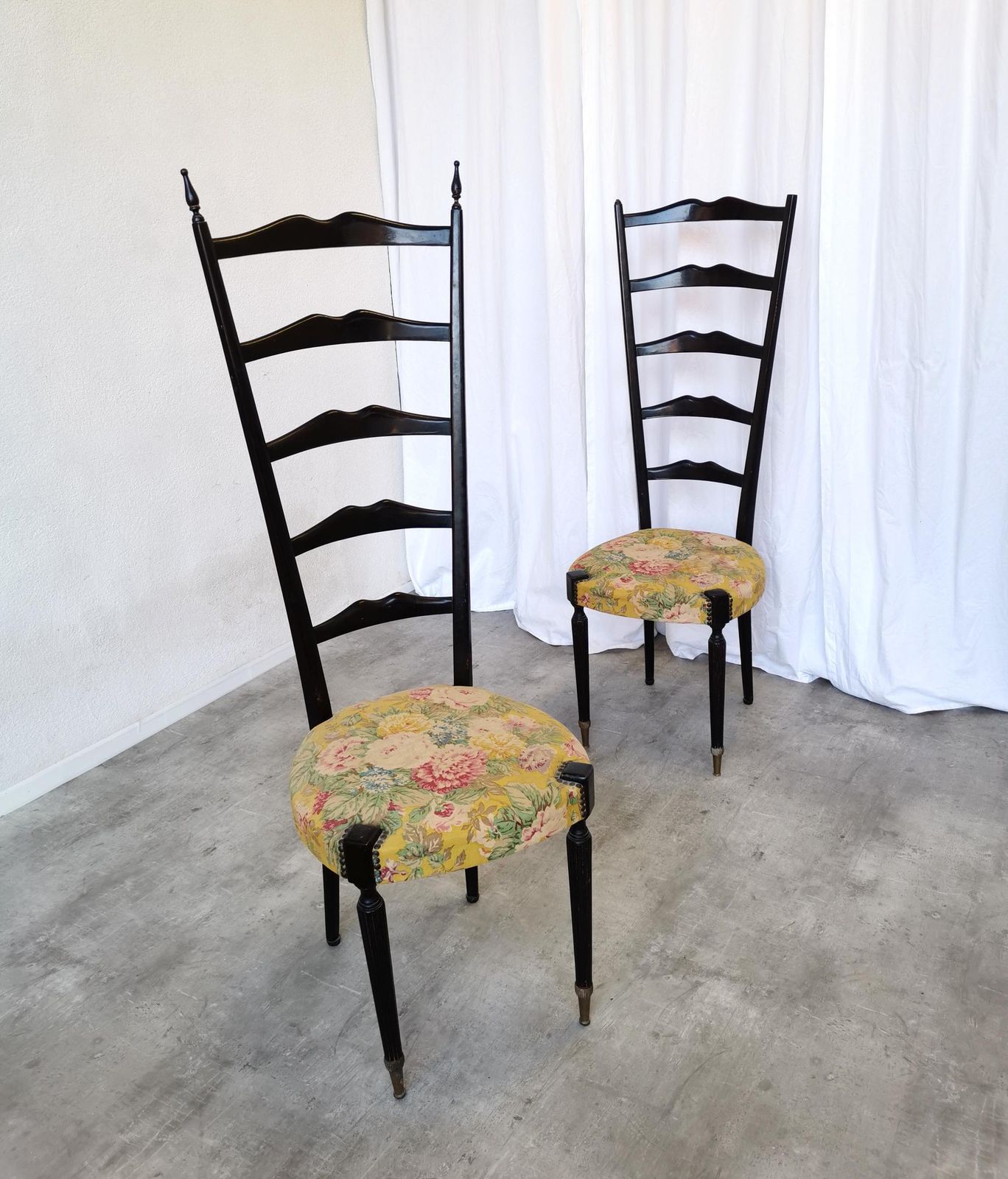 1 Of 2 Vintage High Back Chiavari Chairs By Paolo Buffa / Italy 1950s / Mid Century Modern Ladder Dining Chairs / Original Vintage Condition