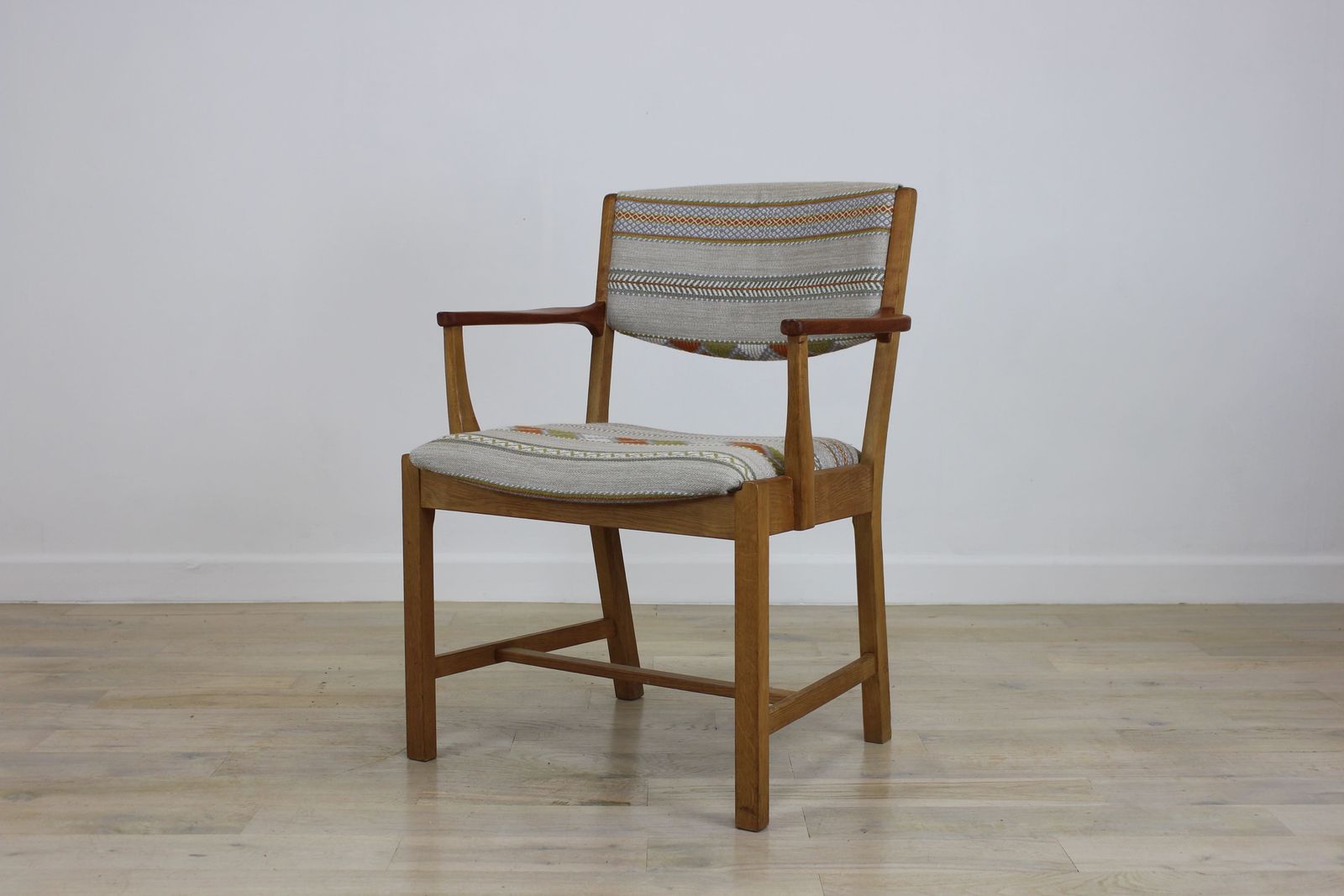 Soro Danish Teak And Oak Desk Chair In Kit Kemp Fabric