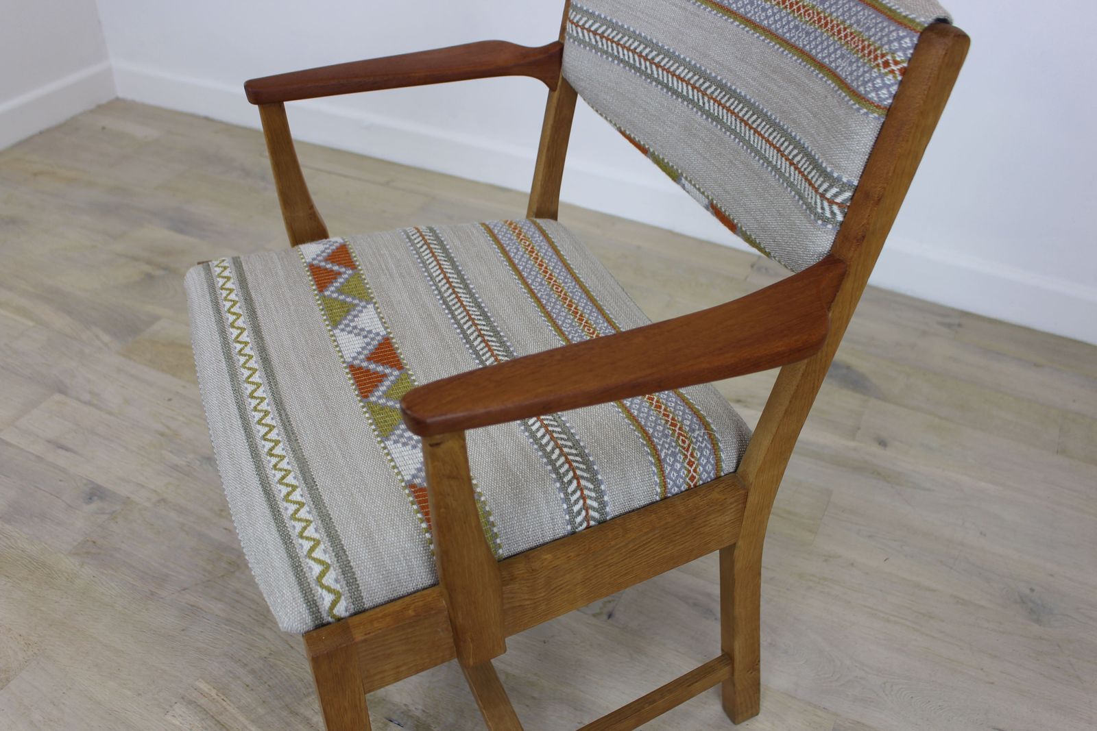 photo for sale Soro Danish Teak And Oak Desk Chair In Kit Kemp Fabric