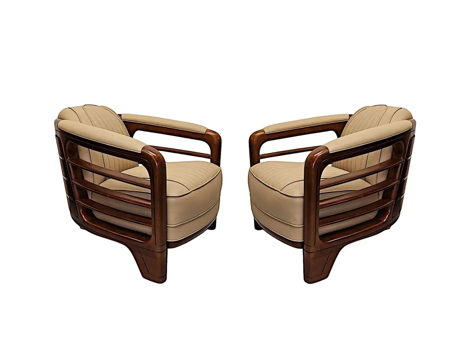 A Very Fine Art Deco Design Leather And Cherrywood Armchair photo furniture