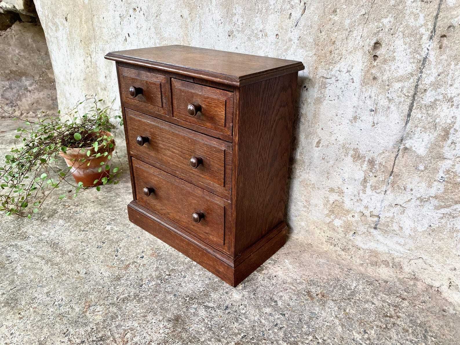 Antique Victorian Oak Miniature Chest Of Drawers   Apprentice   Desktop photo 135.0