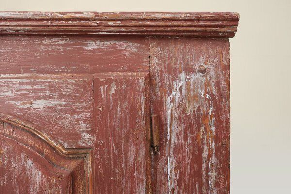 Parisian Rustic Cabinet In Burgundy Painted Pine, 1820s photo for sale