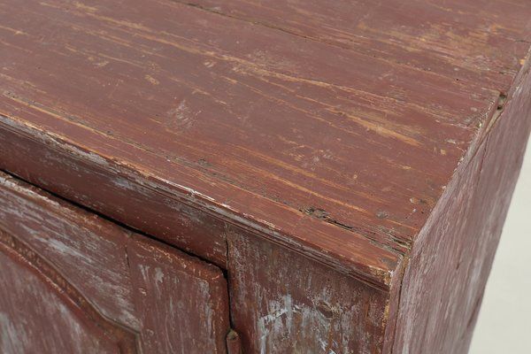 photo furniture Parisian Rustic Cabinet In Burgundy Painted Pine, 1820s