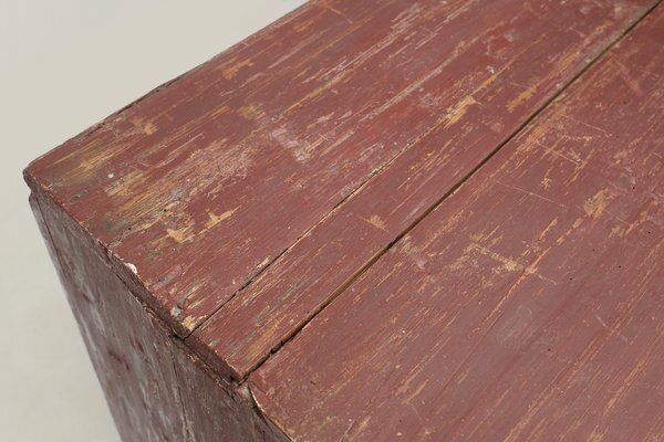 photo for sale Parisian Rustic Cabinet In Burgundy Painted Pine, 1820s