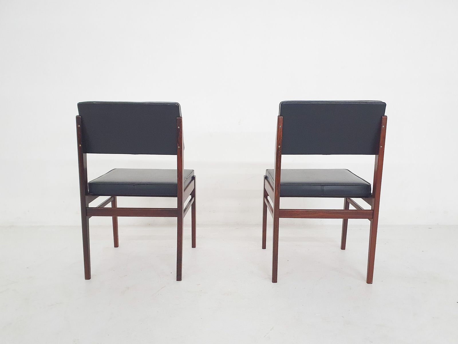 Set Of 2 Topform Dining Chairs In Black Faux Leather, The Netherlands 1950’s photo for sale