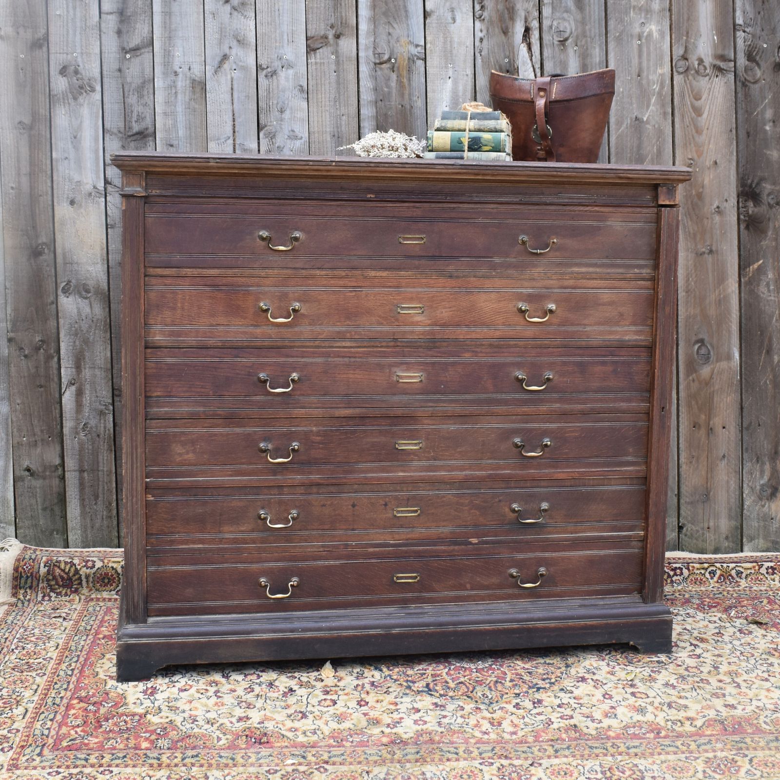 Antique Museum Collector's Cabinet Haberdashery Shop Display Oak Bank Of Drawers photo for sale