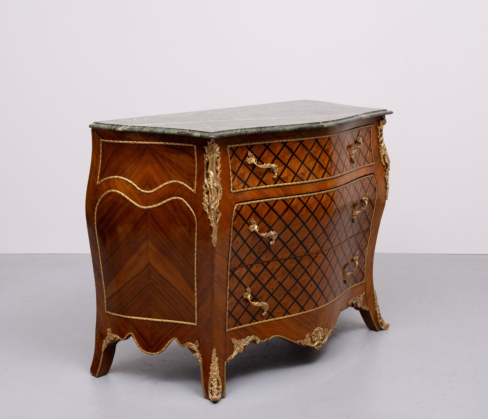 Stunning Dutch Louis XV Checkerboard Inlay Chest Of Drawers photo furniture