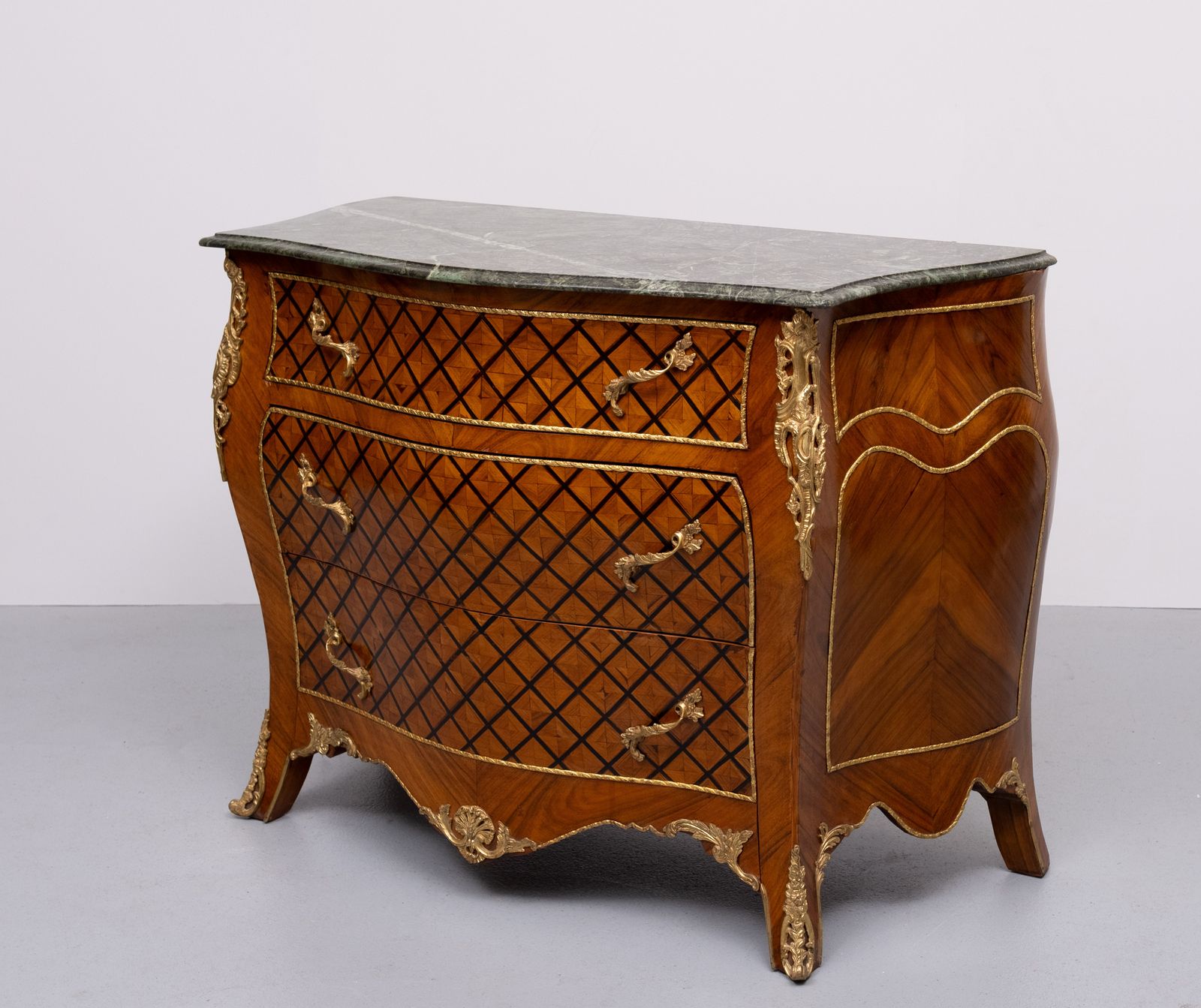 photo for sale Stunning Dutch Louis XV Checkerboard Inlay Chest Of Drawers