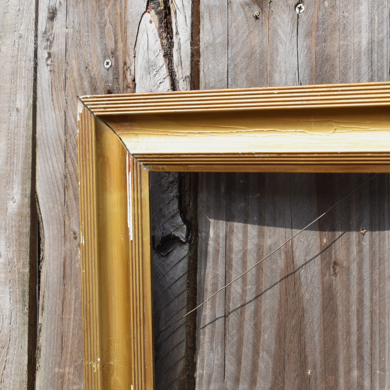 Antique 20th Century Salvaged Gilt Gold Painted Wooden Gallery Wall Frame Pair photo for sale