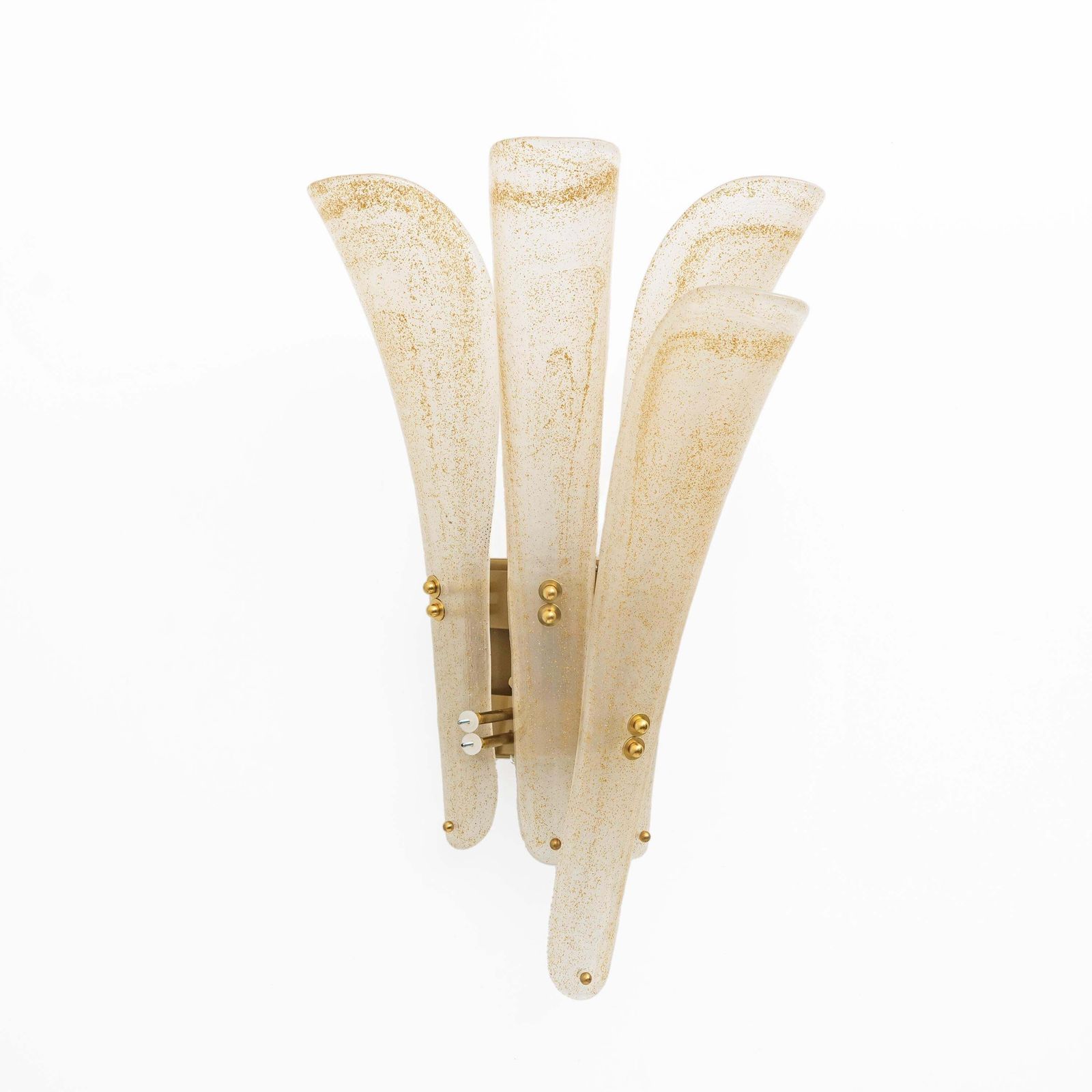 Pair Of 20th Century Modern Sconces In Frosted Murano Glass And Gold Leaf photo buy