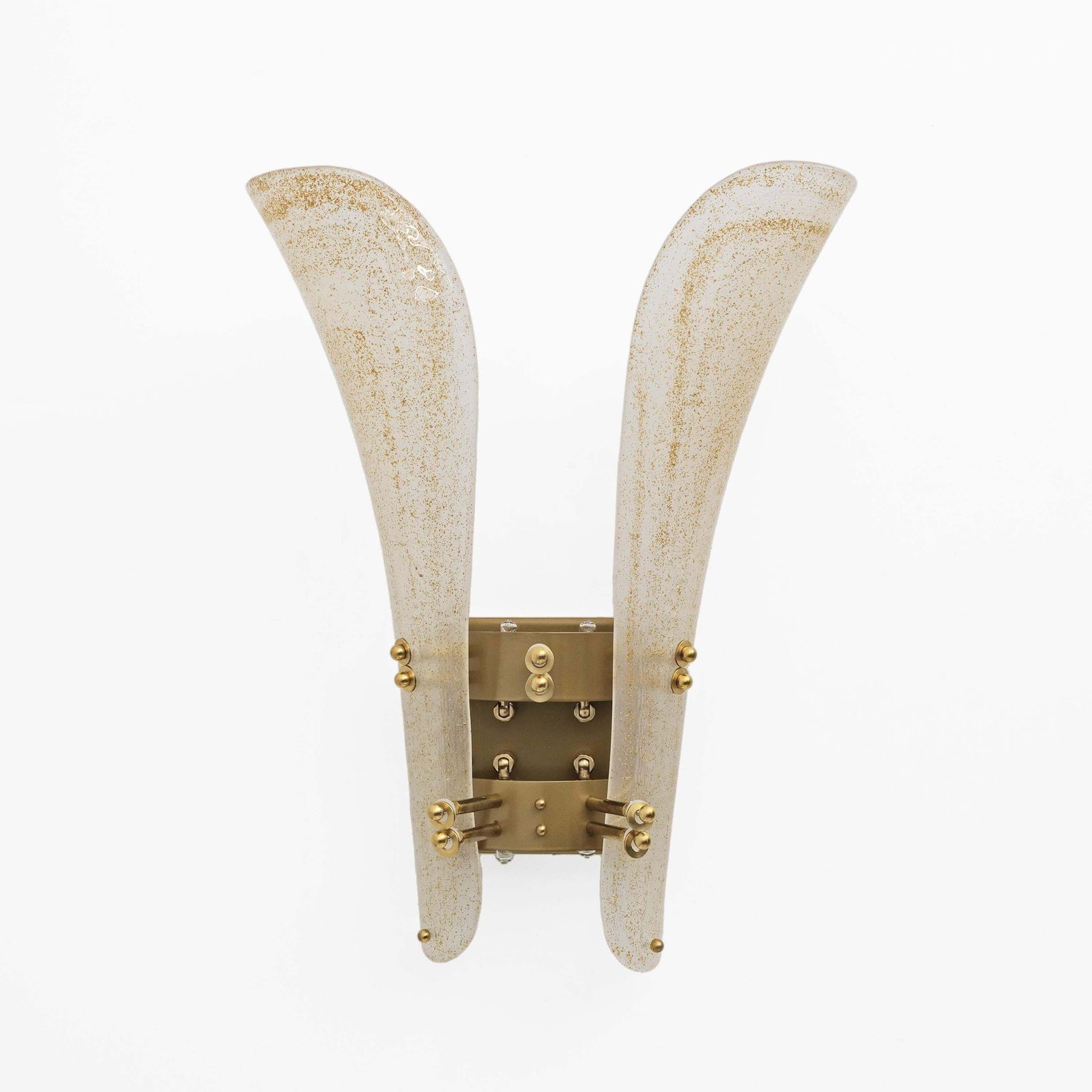 photo furniture Pair Of 20th Century Modern Sconces In Frosted Murano Glass And Gold Leaf