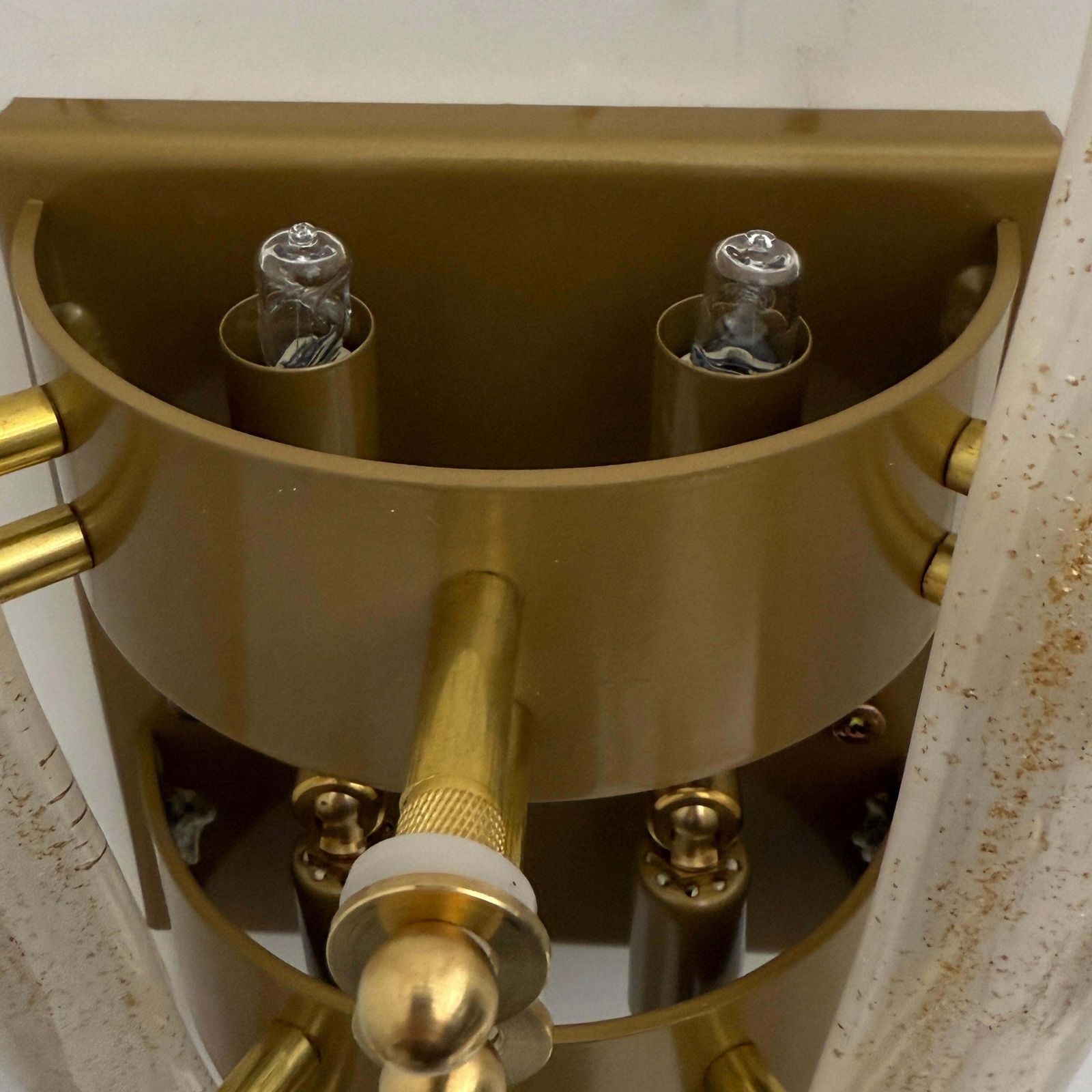 Lighting Pair Of 20th Century Modern Sconces In Frosted Murano Glass And Gold Leaf photo