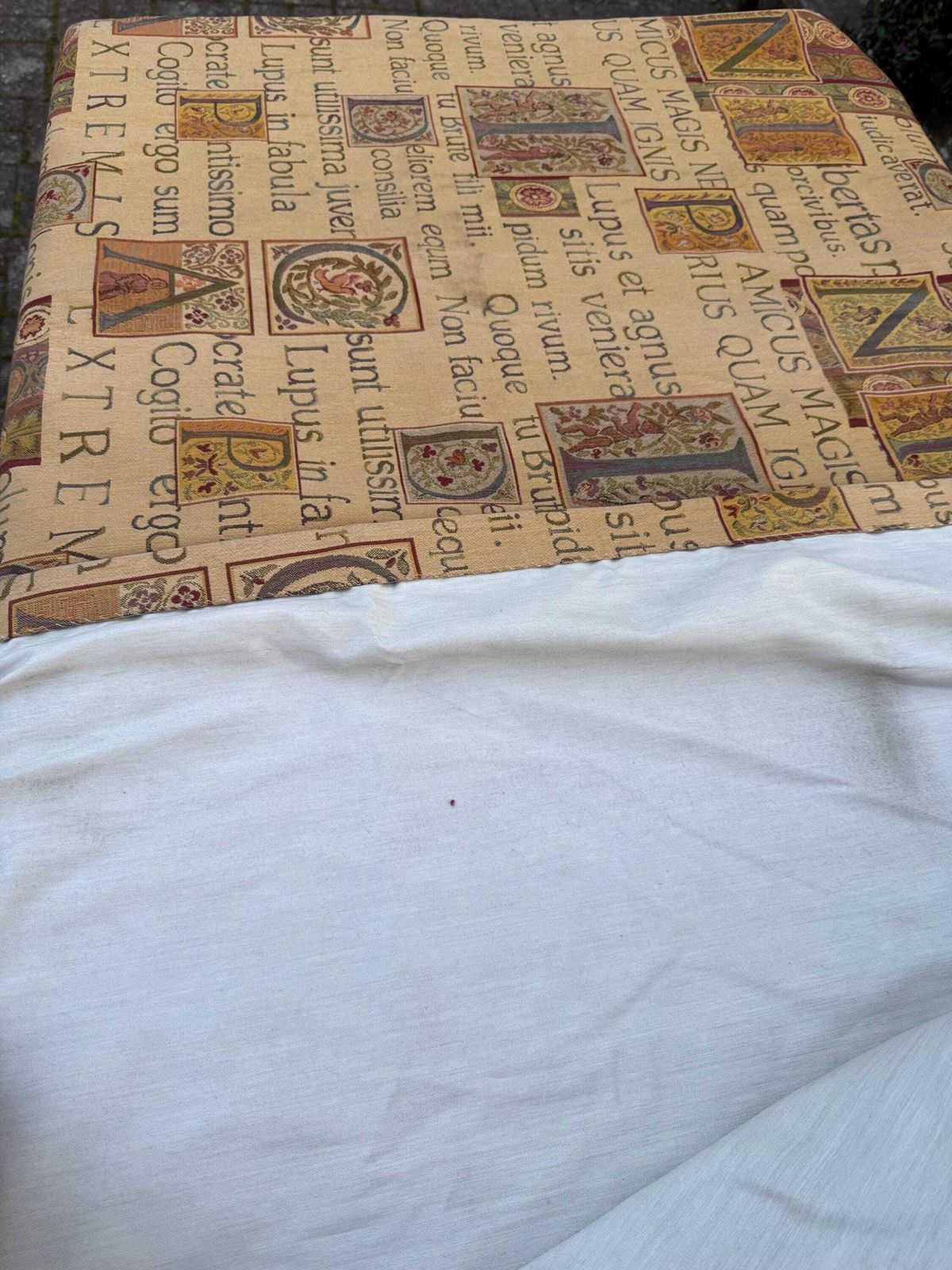 Superb Vintage Curtains (3 Pairs, 6 Drops) In Quality Latin Script Fabric, Lined And Pencil Pleats   178cm Drop, 125cm Width Per Drop photo vintage