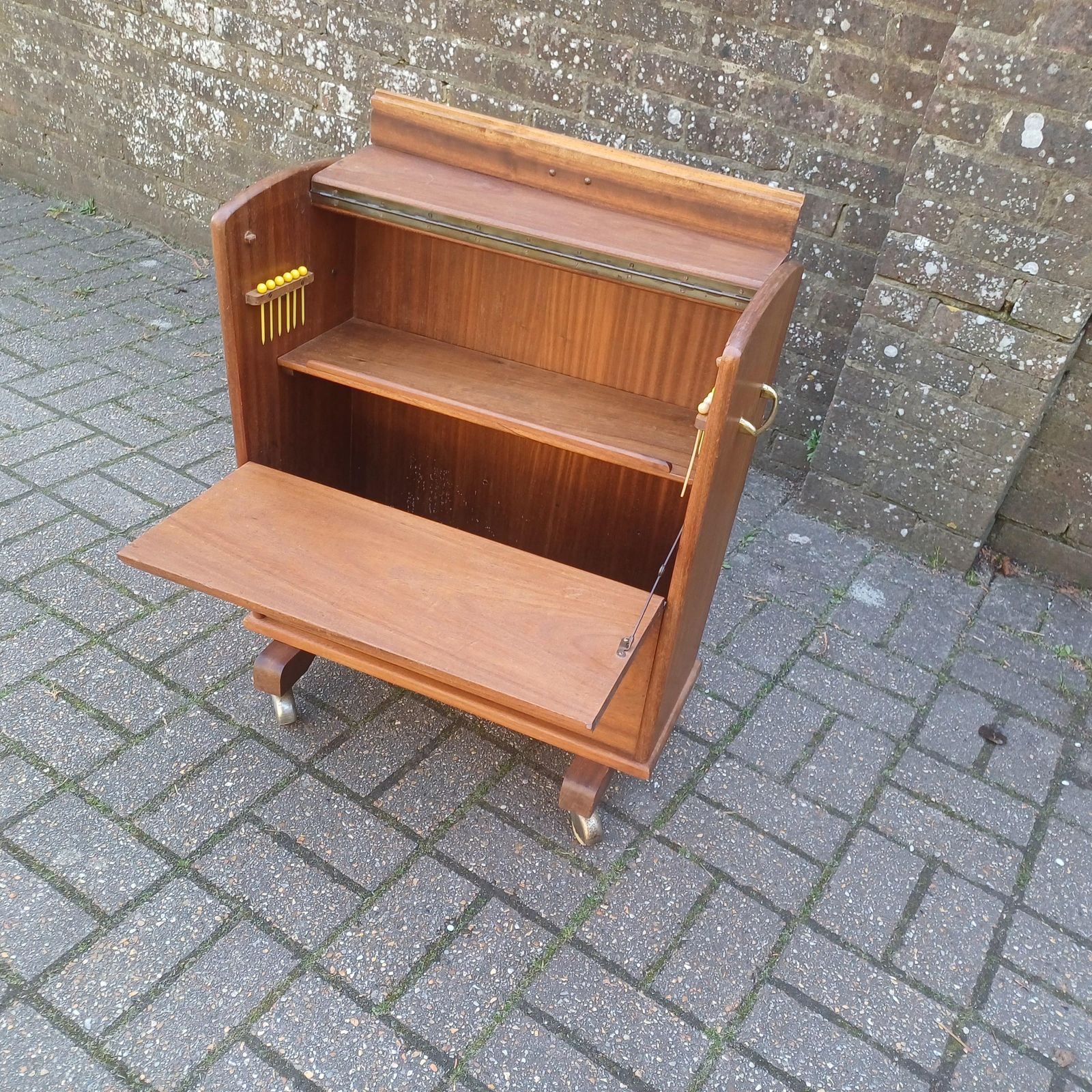 Genius Vintage Retro 1950s 60s Solid Wood Cocktail Drinks Trolley – Restored Mid Century Bar Cabinet, Atomic Design