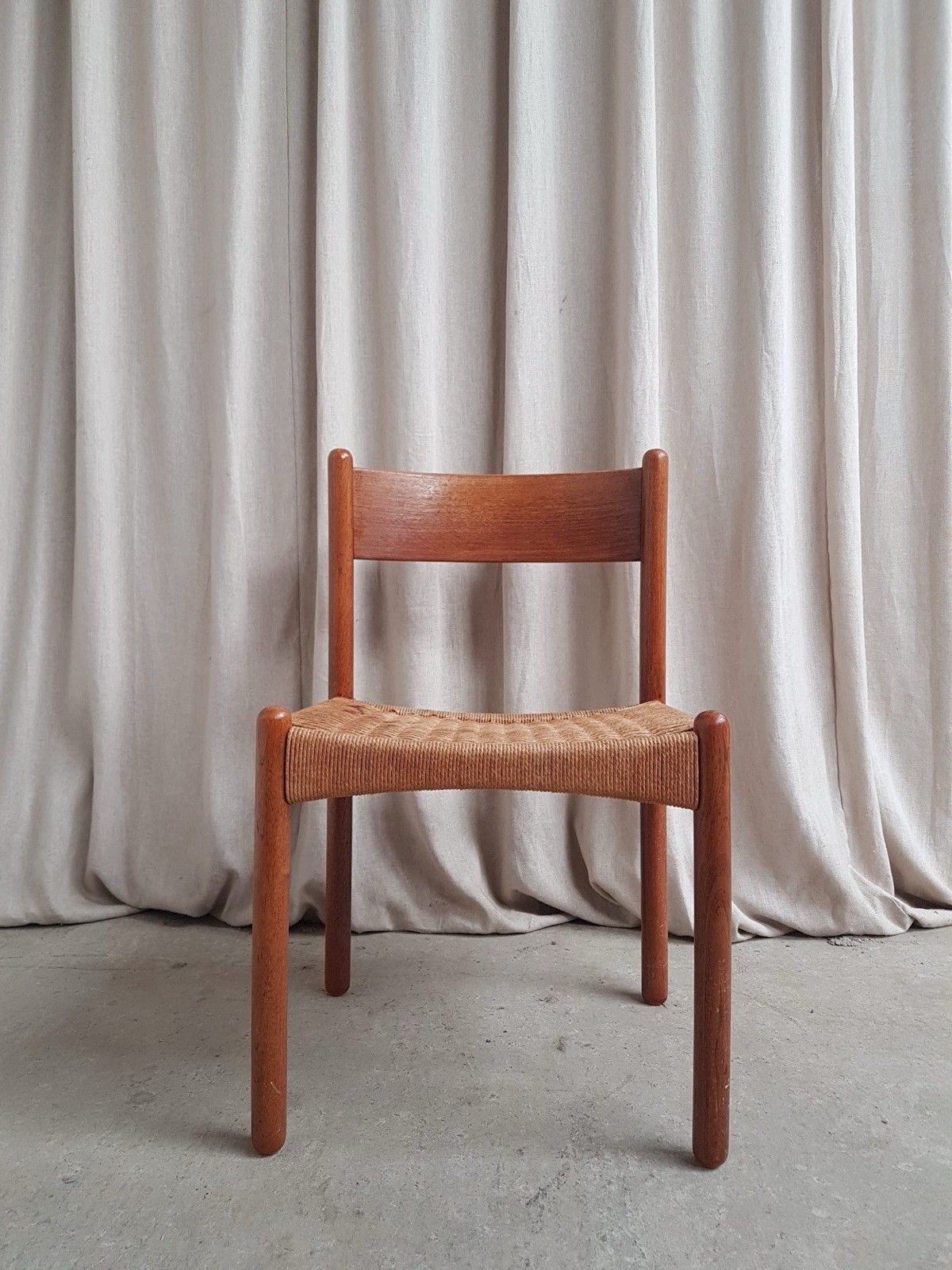 Vtg Mid Century Danish Papercord Dining Side Desk Chair Scandi Retro R803 photo vinterior