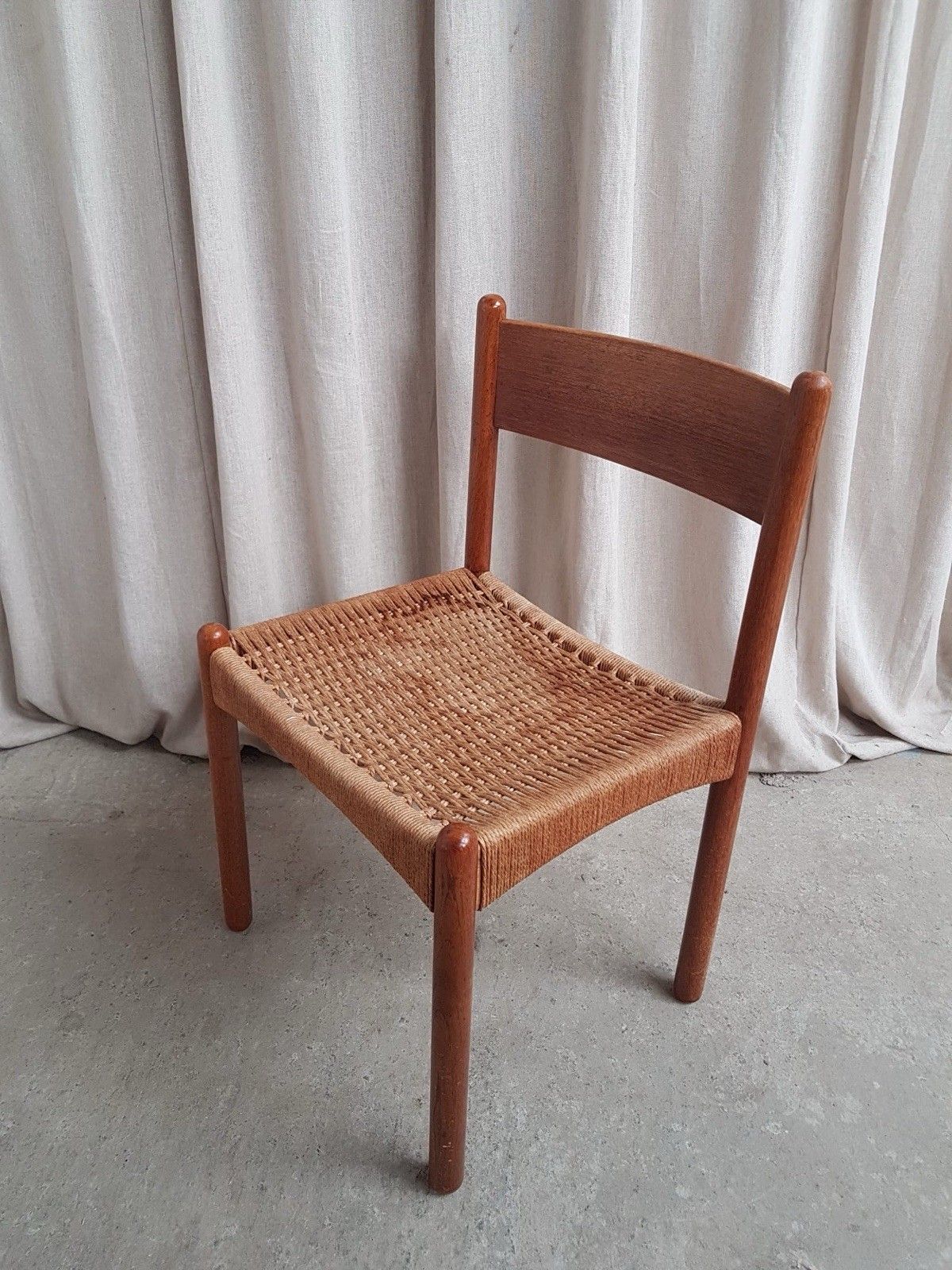 Vtg Mid Century Danish Papercord Dining Side Desk Chair Scandi Retro R803 photo buy
