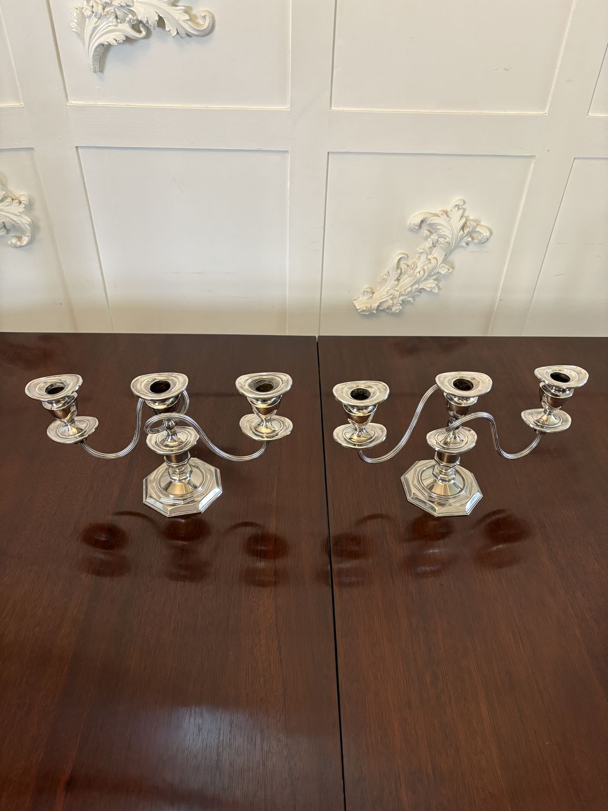 Pair Of Antique Early 20th Century Quality Silver Plated Candelabras