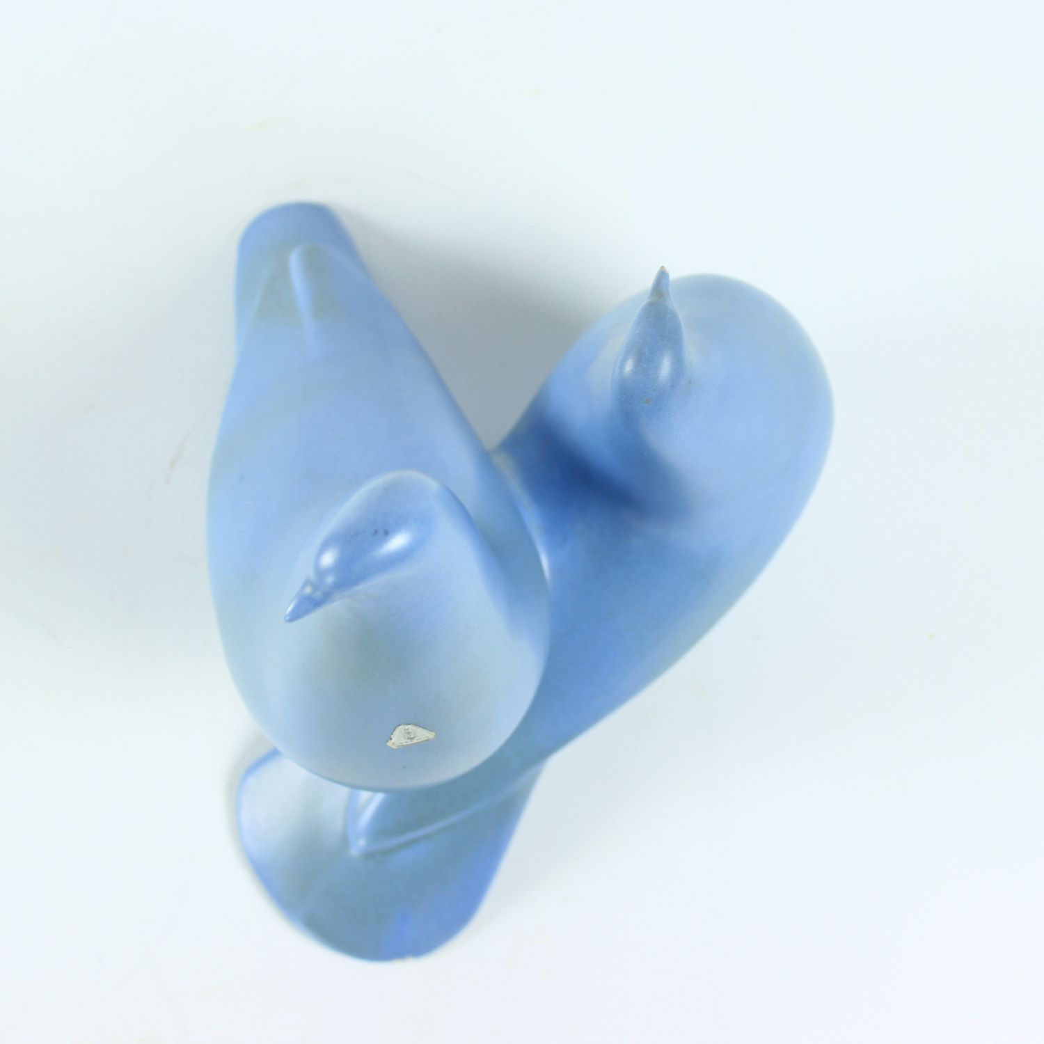 Art Ceramic Sculpture Of Two Blue Doves,  Keramia 1960s photo