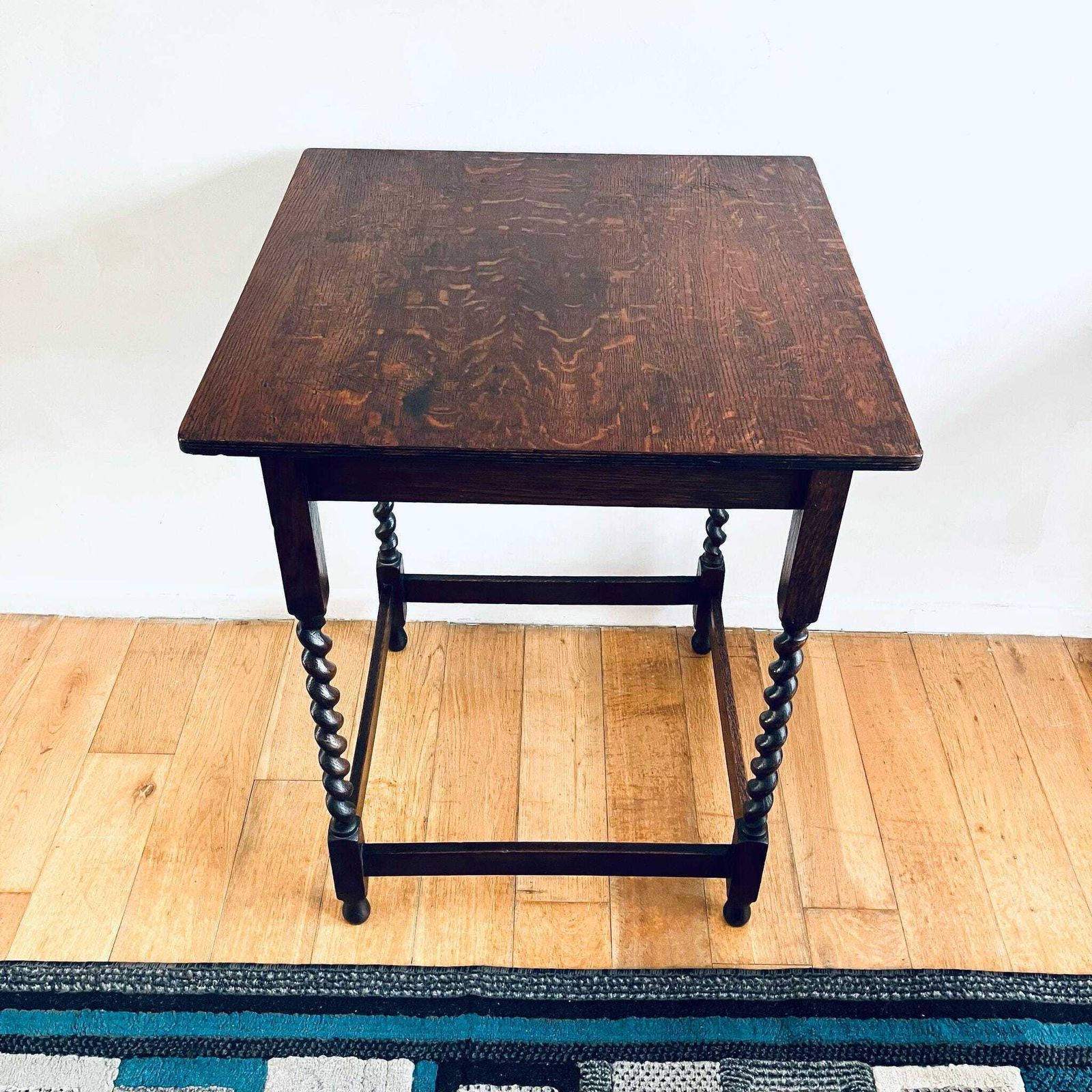 Antique Early 20th Century French Dark Oak Side/Hall Table Twist Leg Lamp Stand photo Furniture