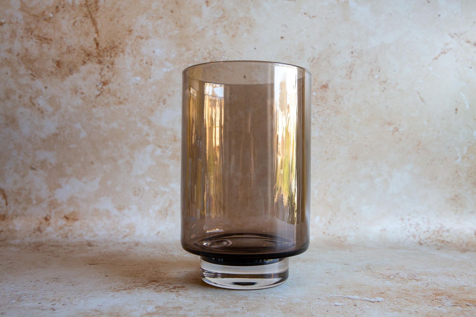 Large Vintage Smoked Glass Vase