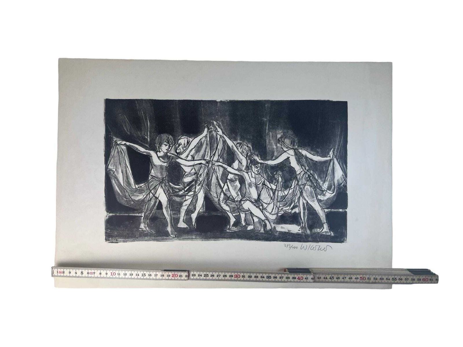 photo furniture Mid Century 1960s Lithograph Print Signed By Artist, Modern Folk Decor, Classical Mythology Artwork Wall Decor   Ethereal Greek Fantasy Art