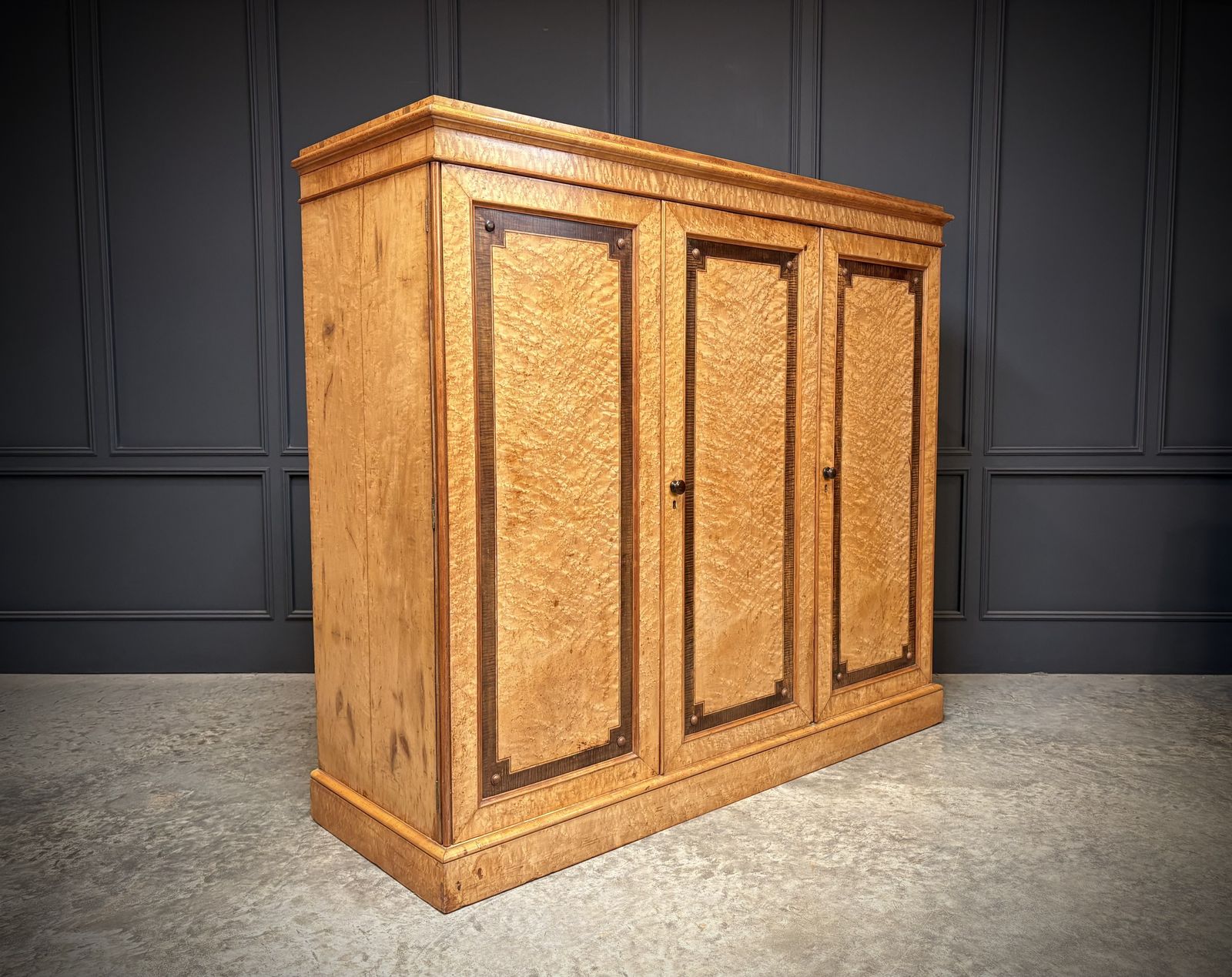 Low Victorian Birds Eye Maple Compactum Wardrobe photo for sale
