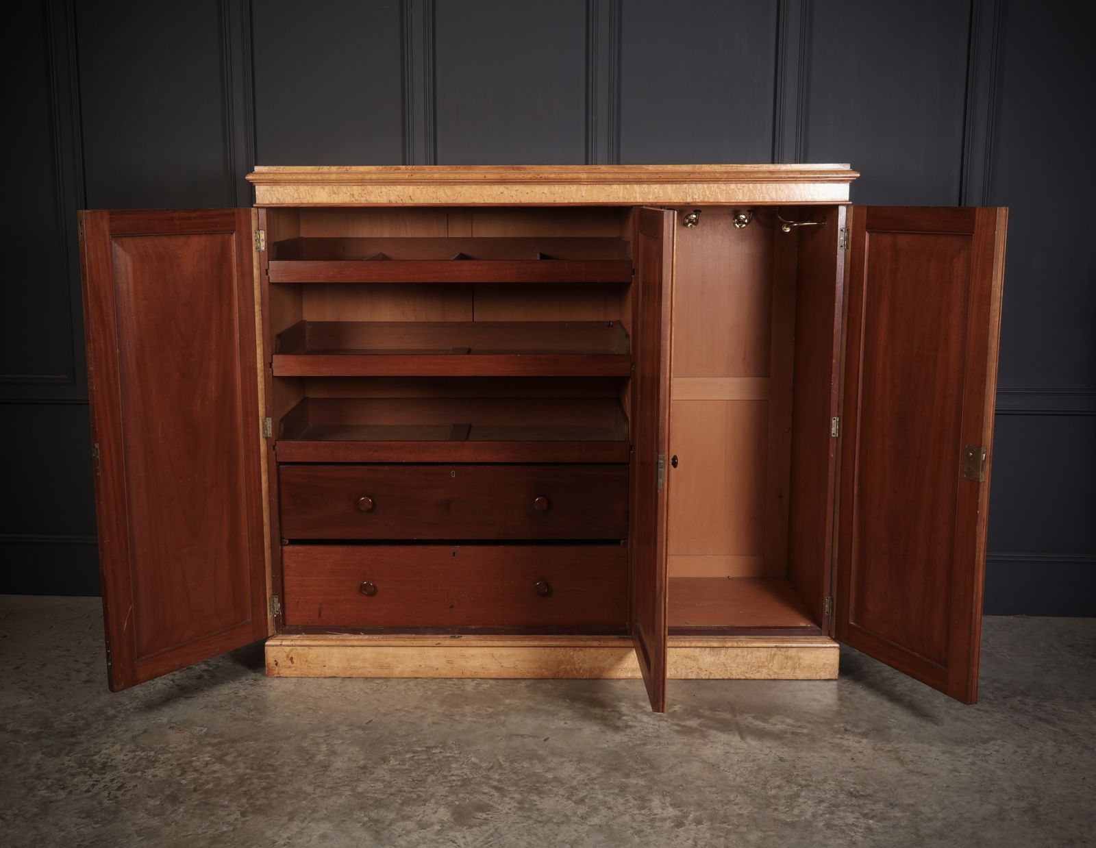 photo furniture Low Victorian Birds Eye Maple Compactum Wardrobe