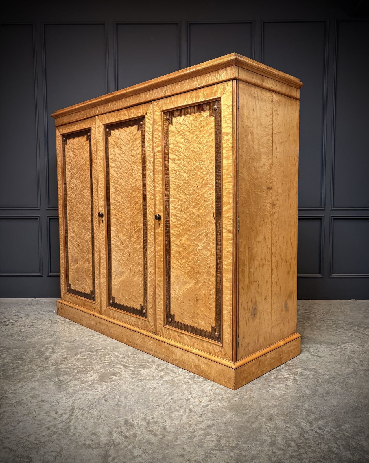 photo for sale Low Victorian Birds Eye Maple Compactum Wardrobe
