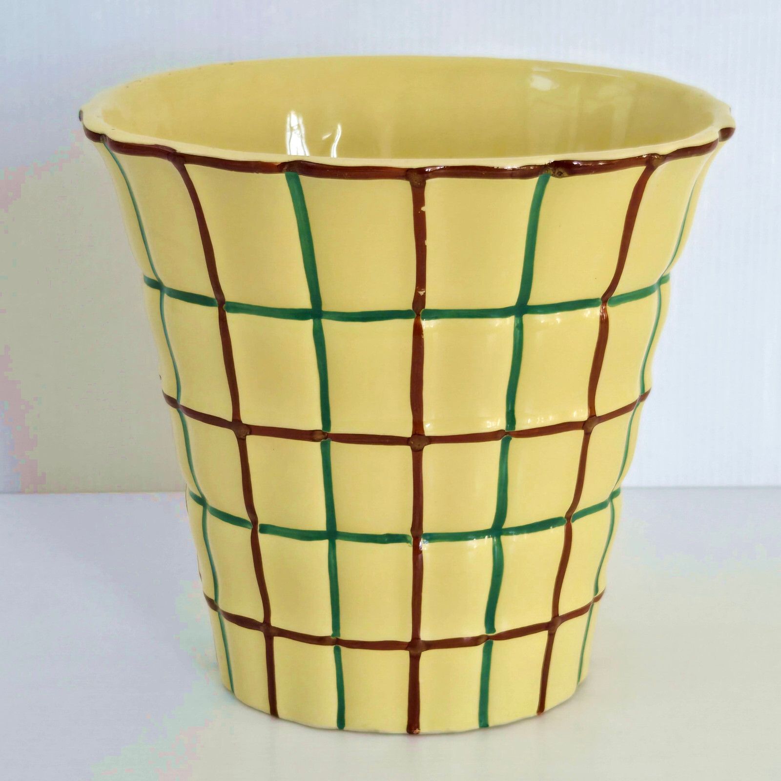 Vintage 1950 Ceramic Vase Yellow Red Green 50s Rockabilly Zazou Retro 1950s