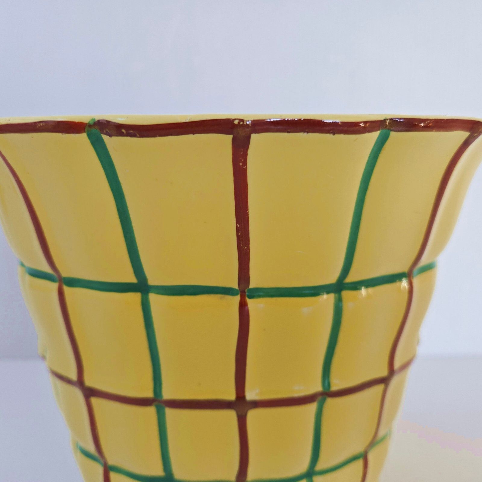 Vintage 1950 Ceramic Vase Yellow Red Green 50s Rockabilly Zazou Retro 1950s photo buy