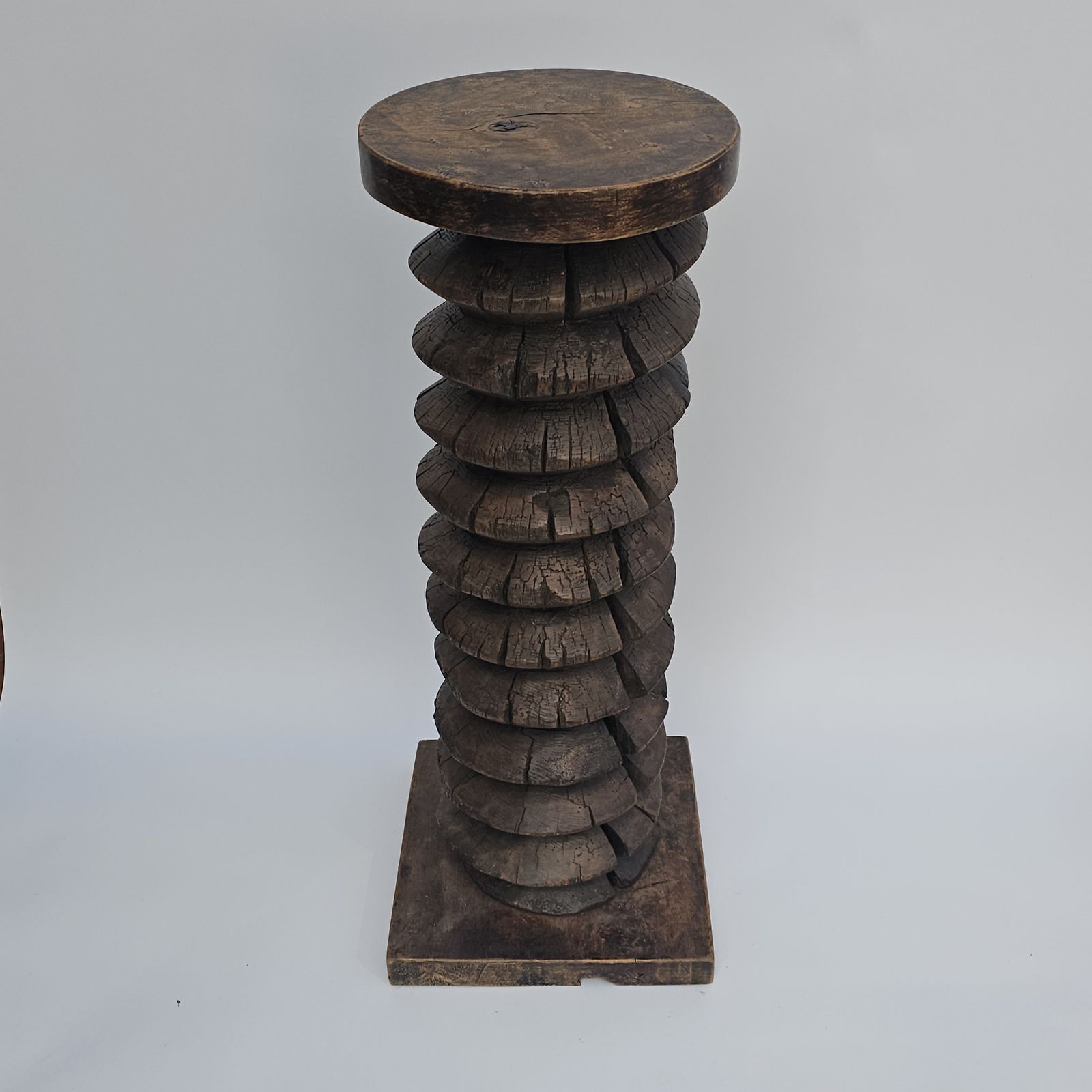 Vintage Large French Wine Press Corkscrew Pedestal Stand Plant Stand Jardiniere