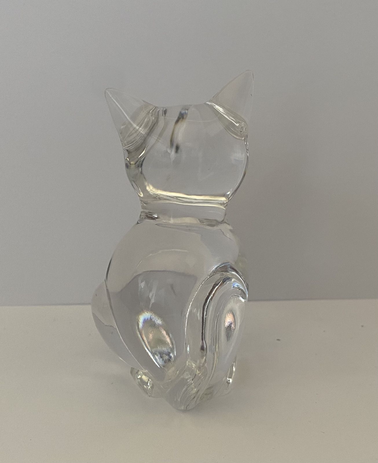 Original, Daum France, Handmade Studio Crystal Cat Figuring, Signed photo for sale
