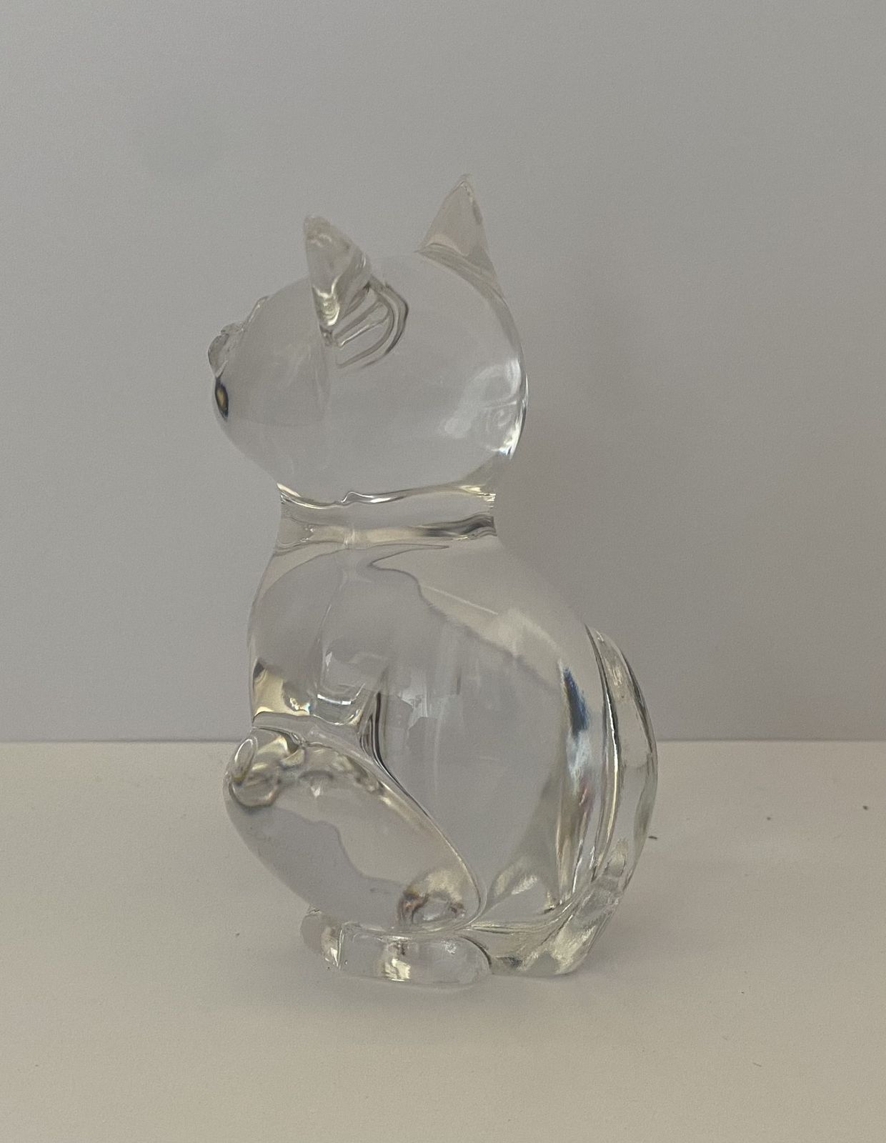 photo furniture Original, Daum France, Handmade Studio Crystal Cat Figuring, Signed