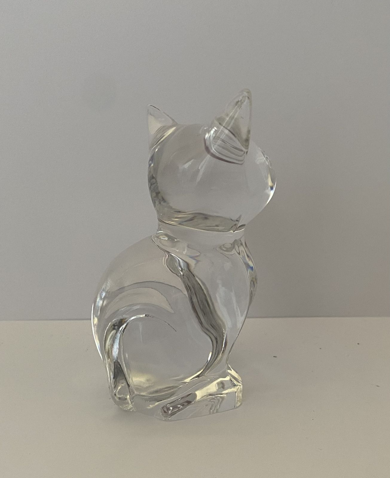 photo for sale Original, Daum France, Handmade Studio Crystal Cat Figuring, Signed