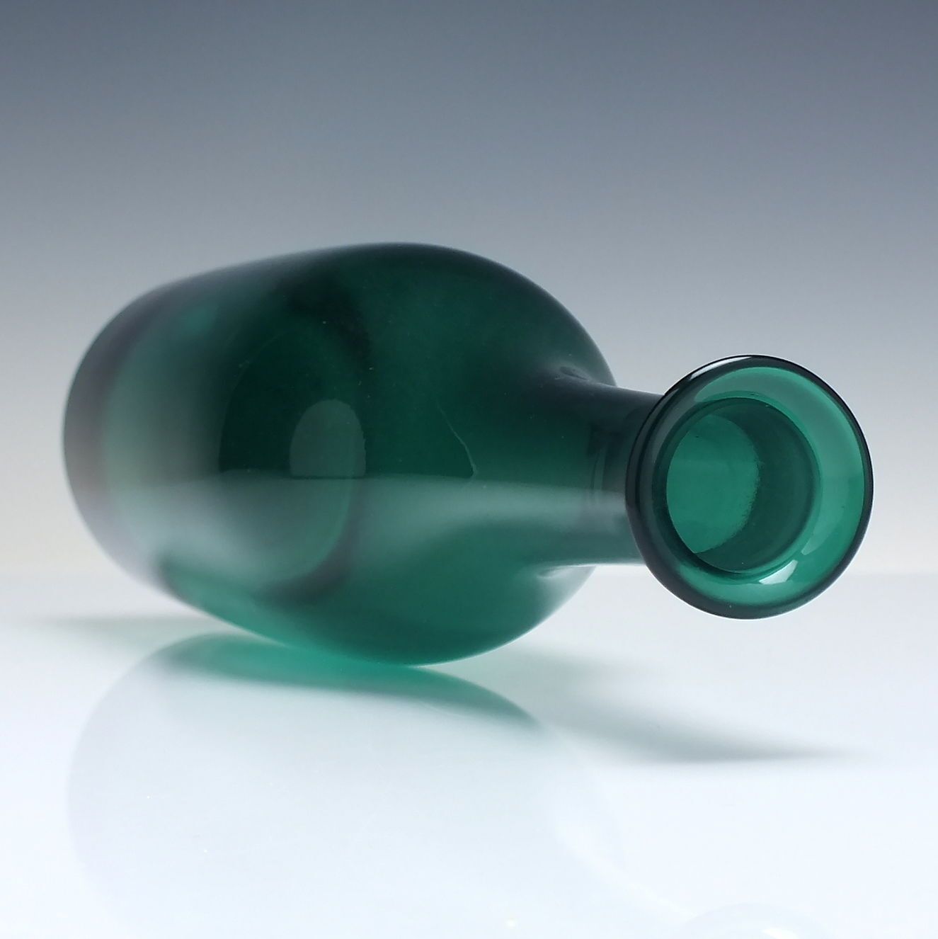 Set Three Tall 19th Century Green Glass Serving Decanters C1860 photo for sale