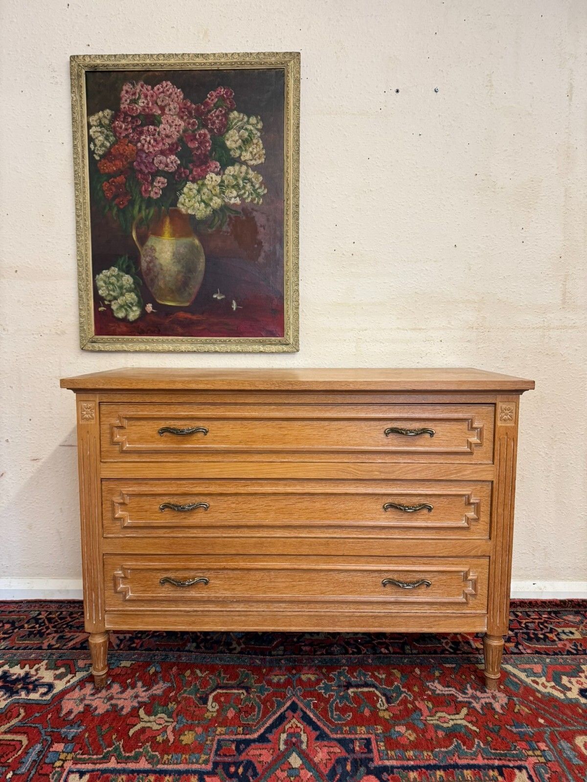 Fabulous French Empire Oak Commode/Chest Of Drawers Circa 1950