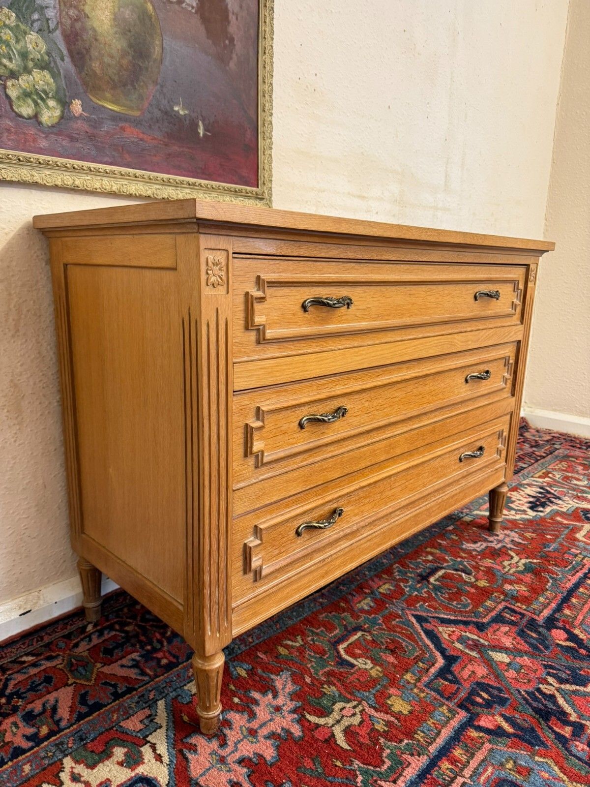 Fabulous French Empire Oak Commode/Chest Of Drawers Circa 1950 photo Furniture