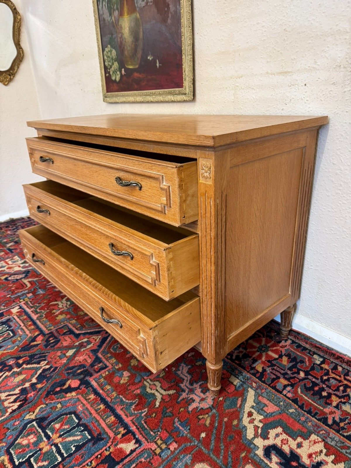 Fabulous French Empire Oak Commode/Chest Of Drawers Circa 1950 photo buy