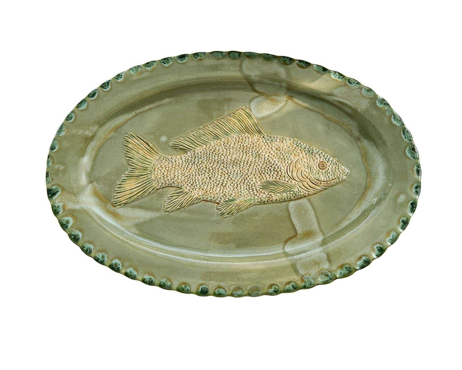 Keramisch Visservies | 20 Delig | Groen Xl | Spanje, Handgemaakt