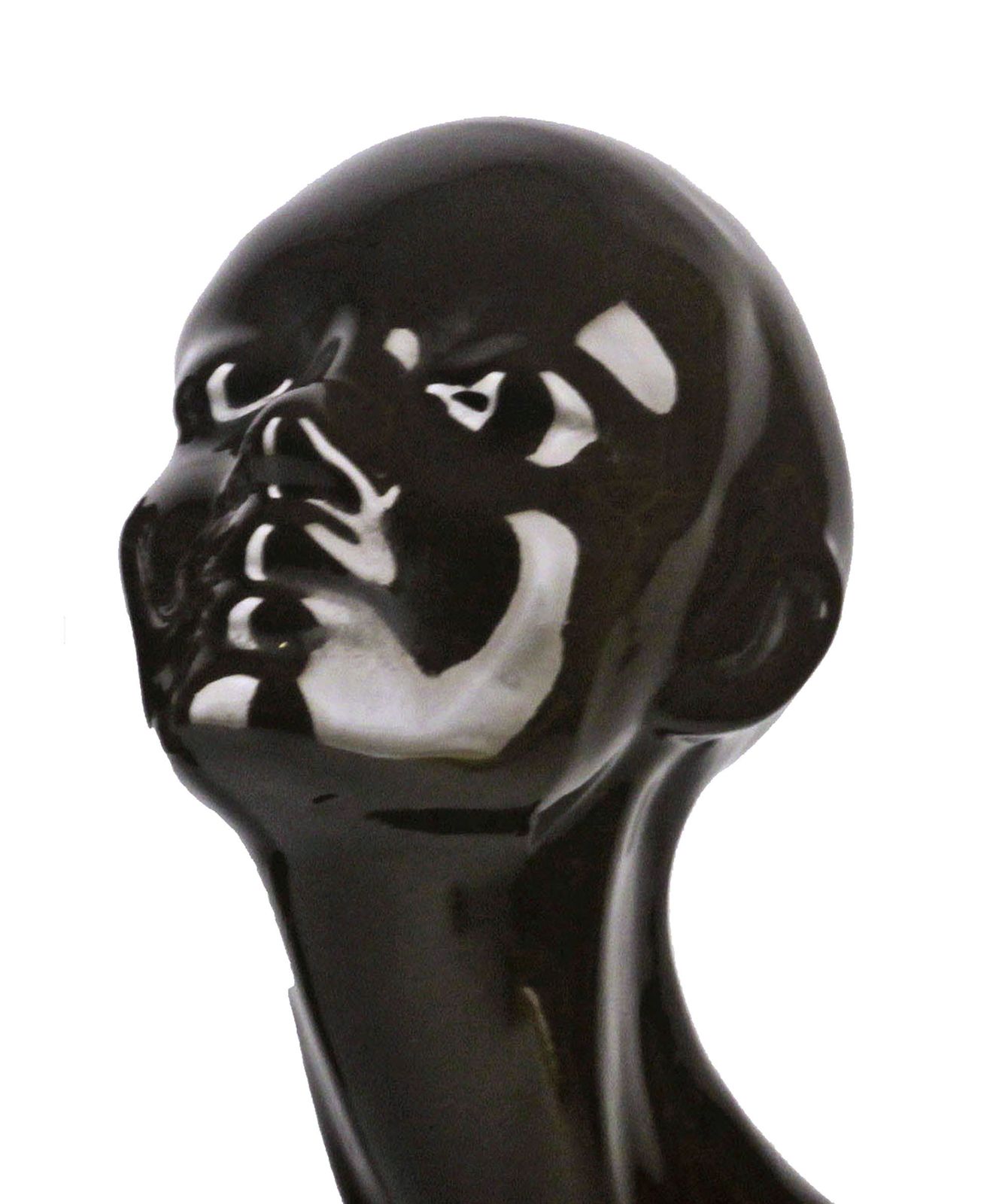 Pair Of Late 20th Century French Enameled Glazed Black Ceramic Women Busts/Heads photo for sale