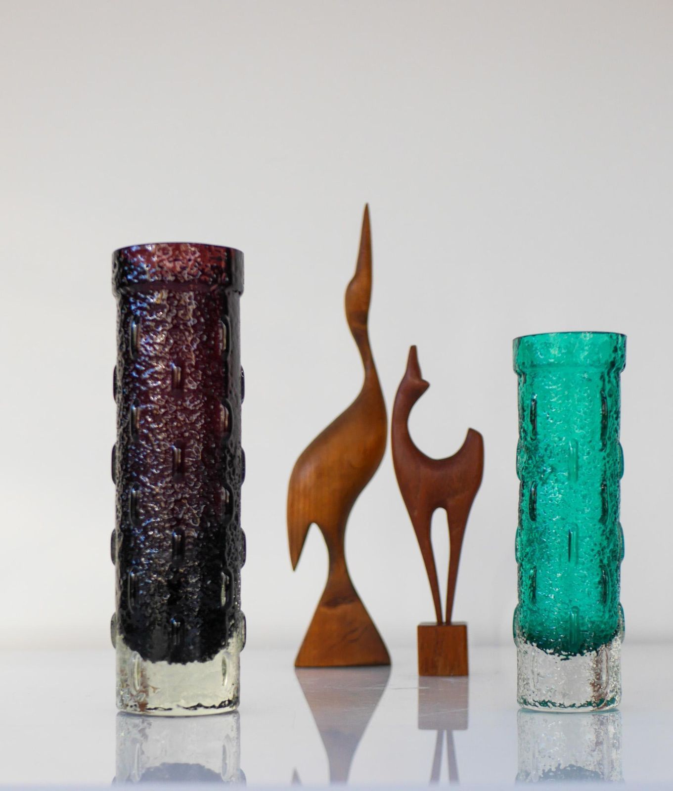 Mid Century Modern Finnish Glass Vases By Tamara Aladin For Riihimäan Lasi photo for sale