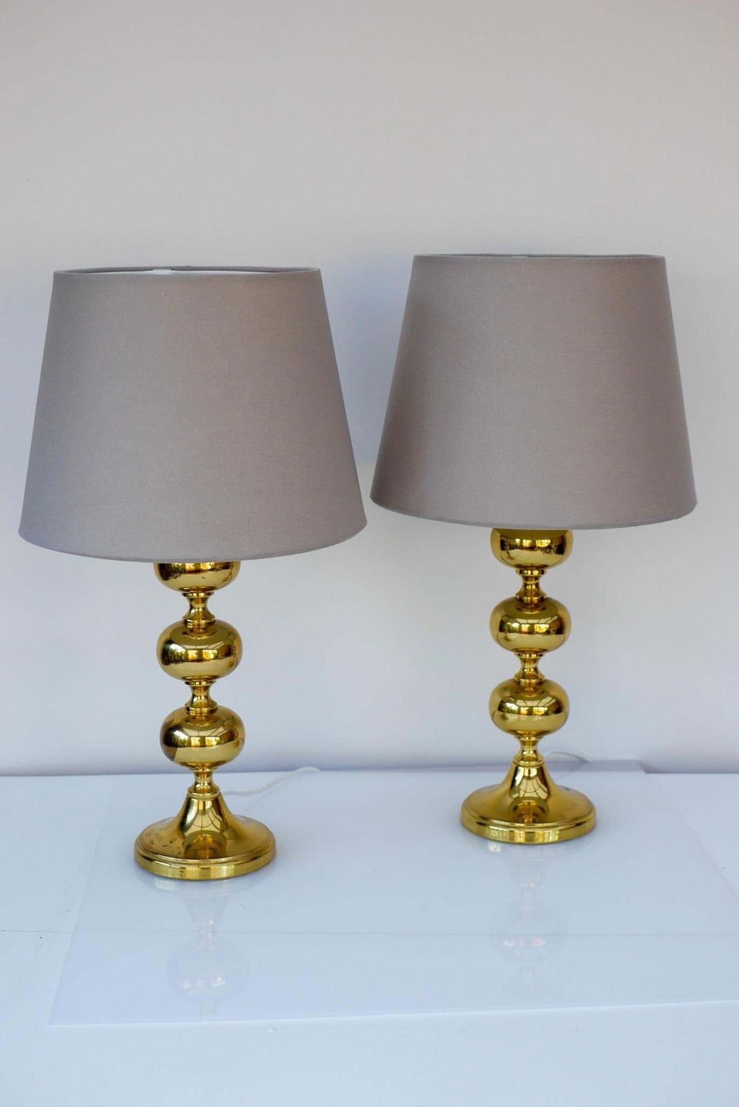 photo furniture Scandinavian Modern Space Age Messing Tafellampen Van Nafa, Nybro, Zweden