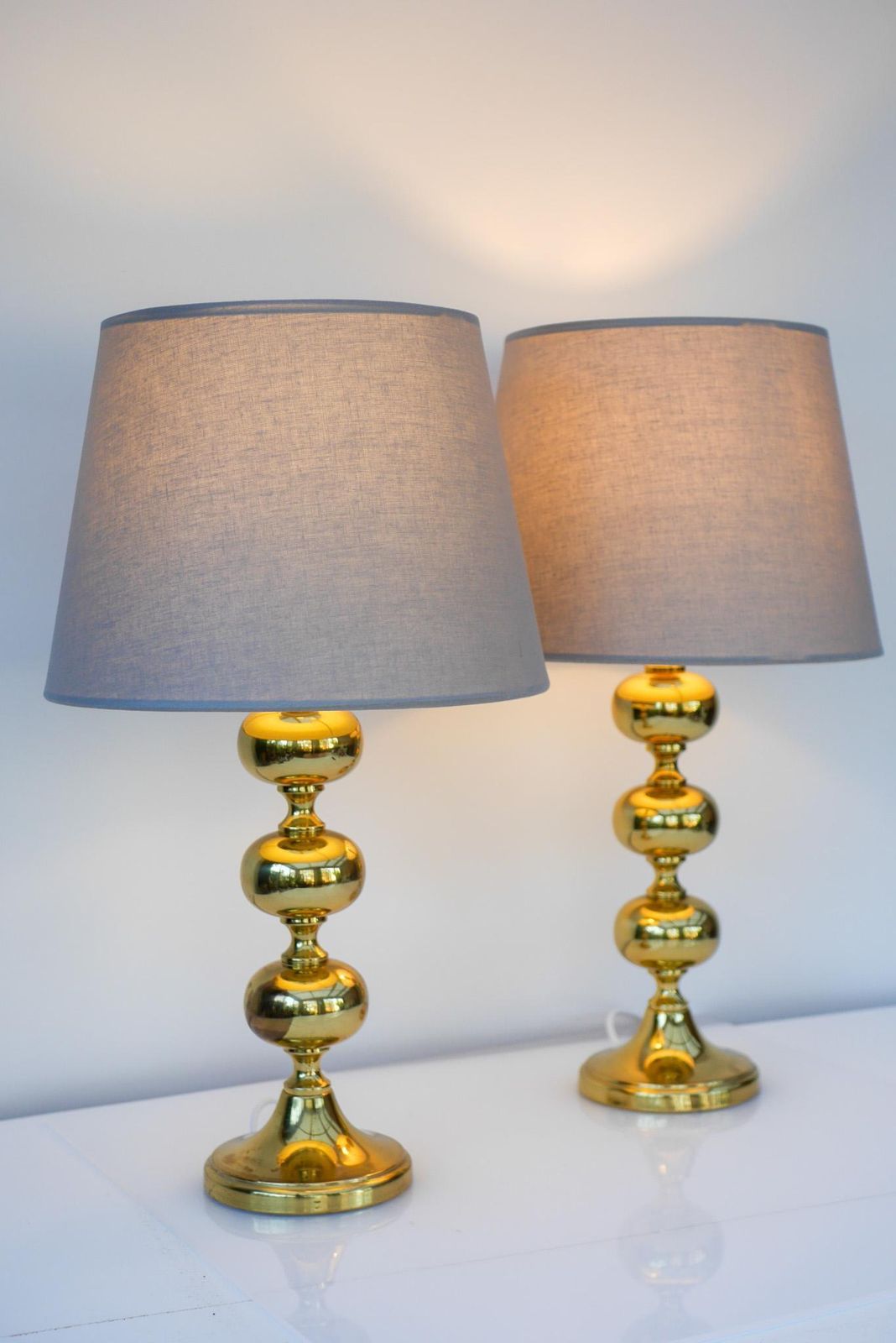Verlichting Scandinavian Modern Space Age Messing Tafellampen Van Nafa, Nybro, Zweden photo